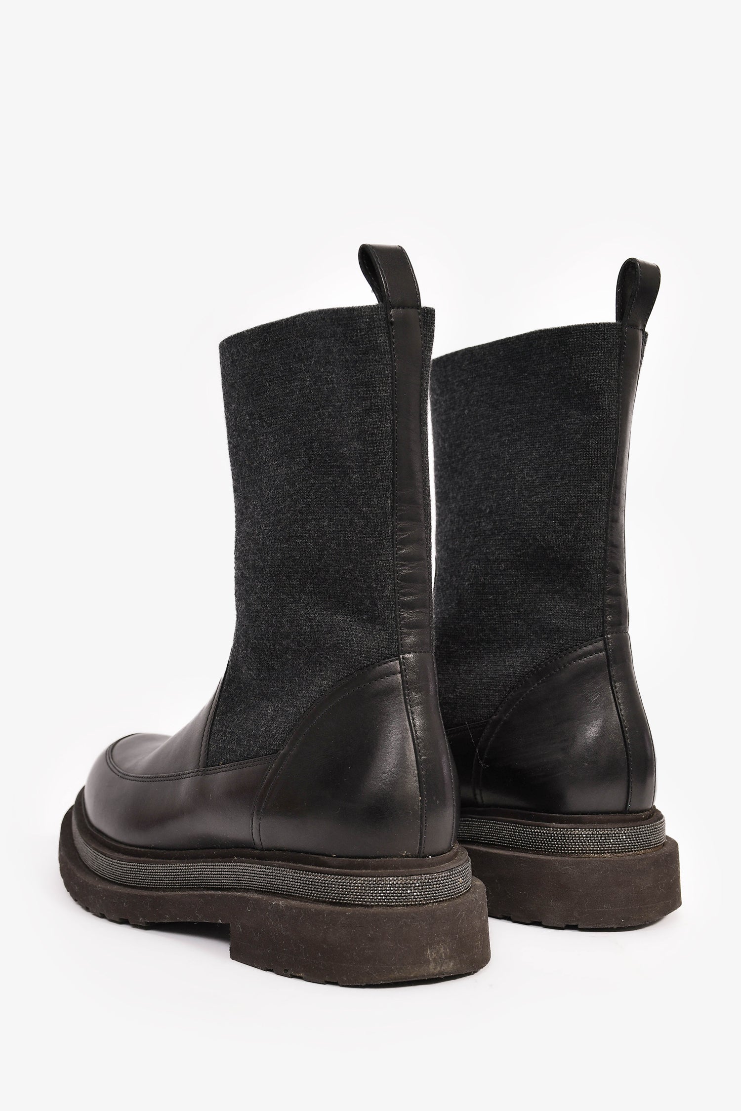 Brunello Cucinelli Black/Grey Beaded Chelsea Boot Size 39.5