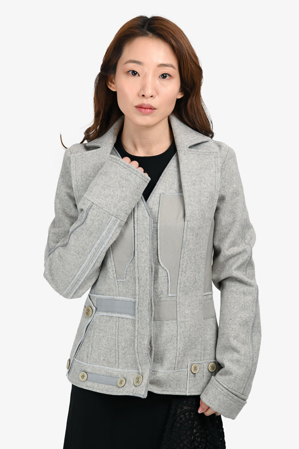 Christian Dior Black/White Wool Plaid Cropped Jacket Size 4