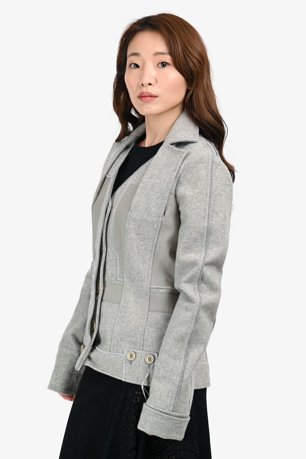 Christian Dior Black/White Wool Plaid Cropped Jacket Size 4