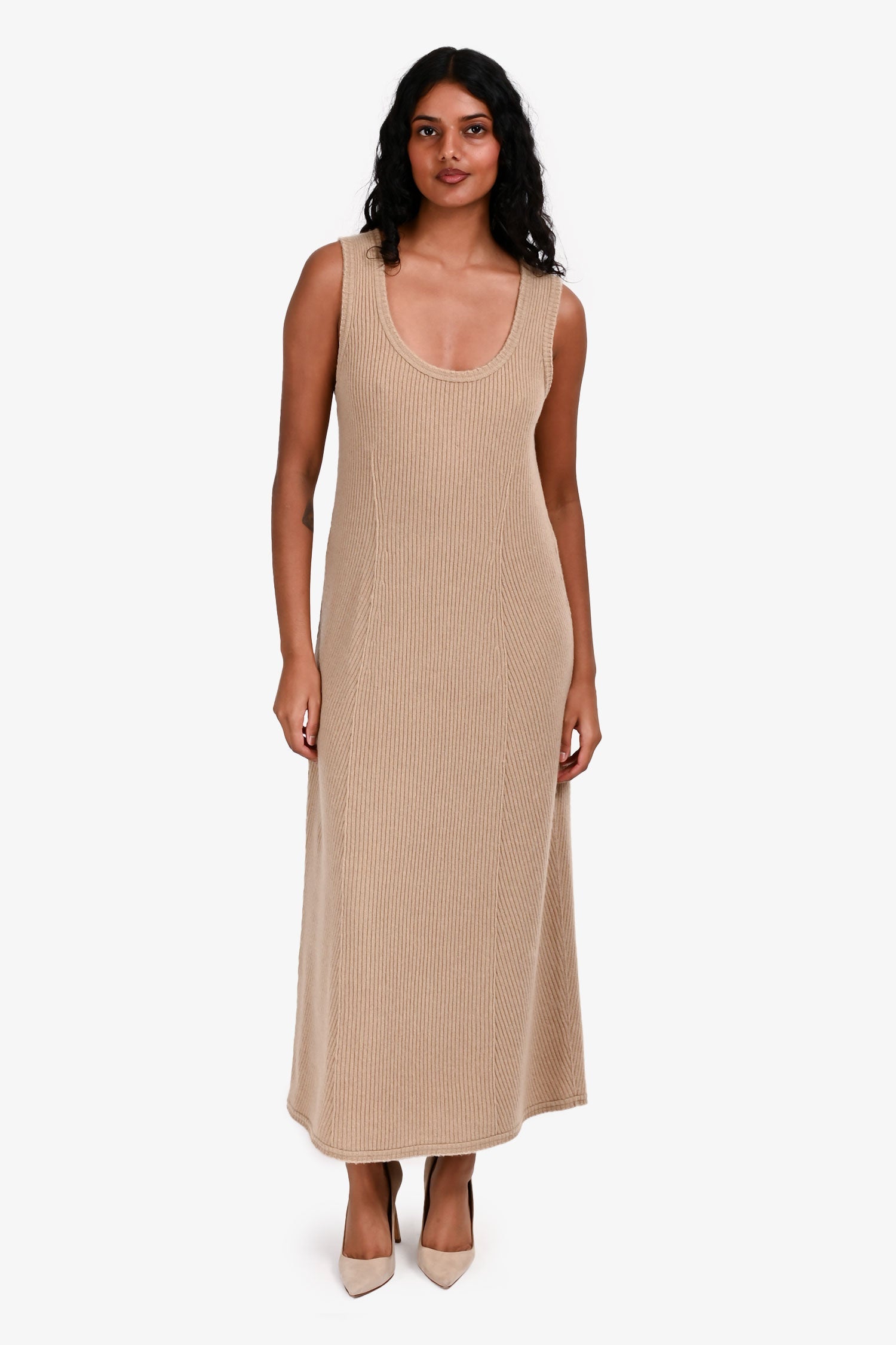 Vince Tan Wool/Cashmere Sleeveless Maxi Dress Size S