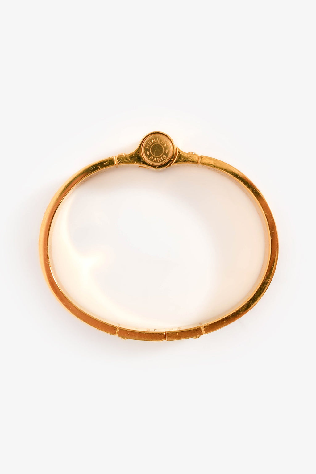 Hermès Red Eperon D'or Bandana Rouge Enamel Gold Plated Hinged Bracelet Size S