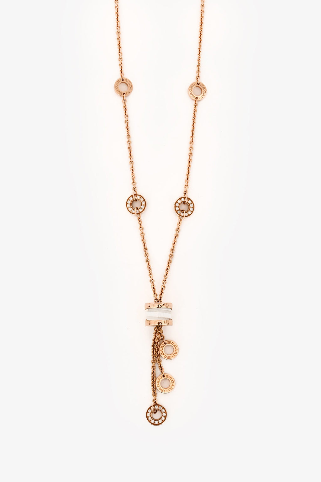 Bvlgari 18K Yellow Gold 'B.Zero1 Element' One Lariat Diamond Necklace