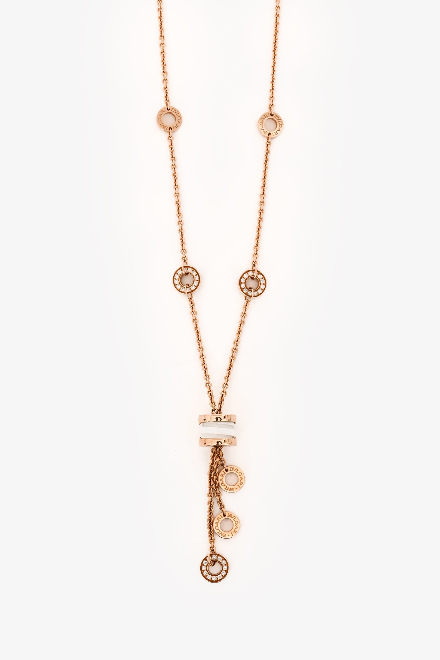 Bvlgari 18K Yellow Gold 'B.Zero1 Element' One Lariat Diamond Necklace