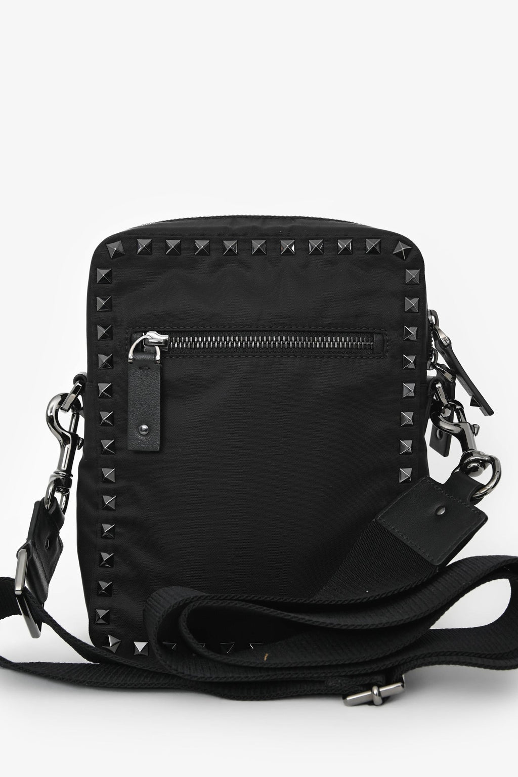 Valentino Black Nylon Rockstud Messenger Bag