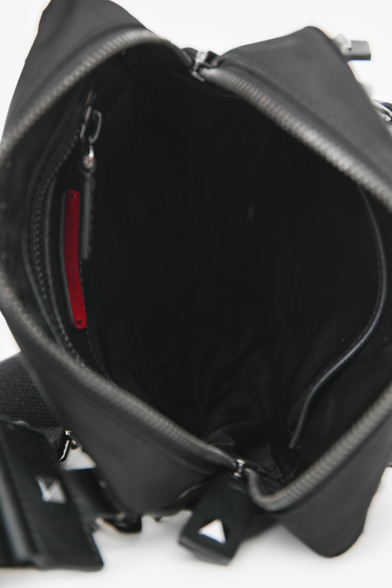 Valentino Black Nylon Rockstud Messenger Bag