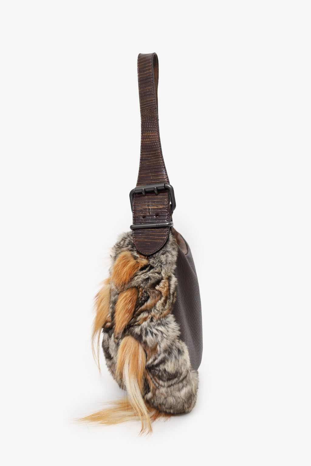 Fendi Brown/Grey Chinchilla Fur Oyster Shoulder Bag