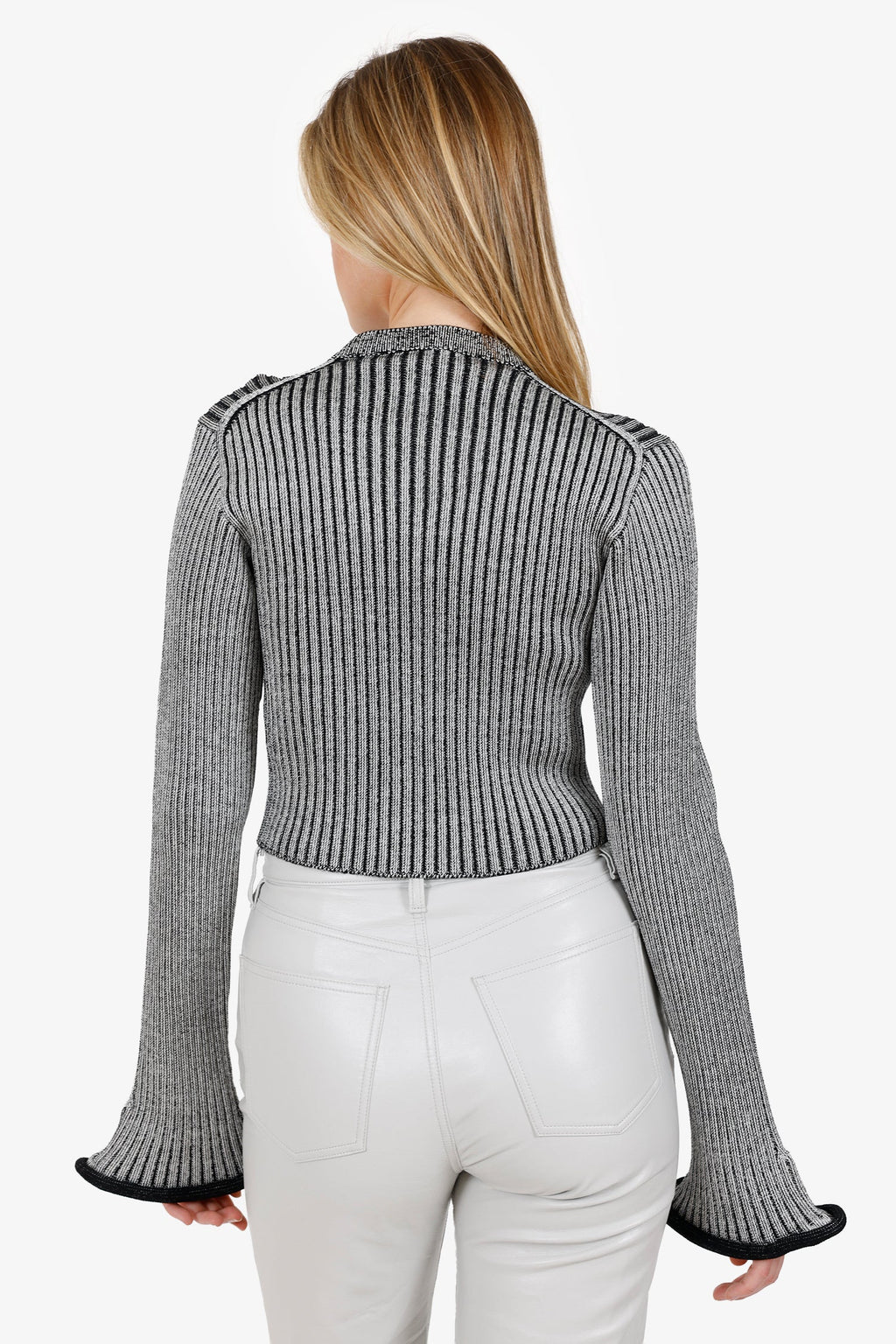 Louis Vuitton Grey Ribbed Bell Sleeve igan Size M