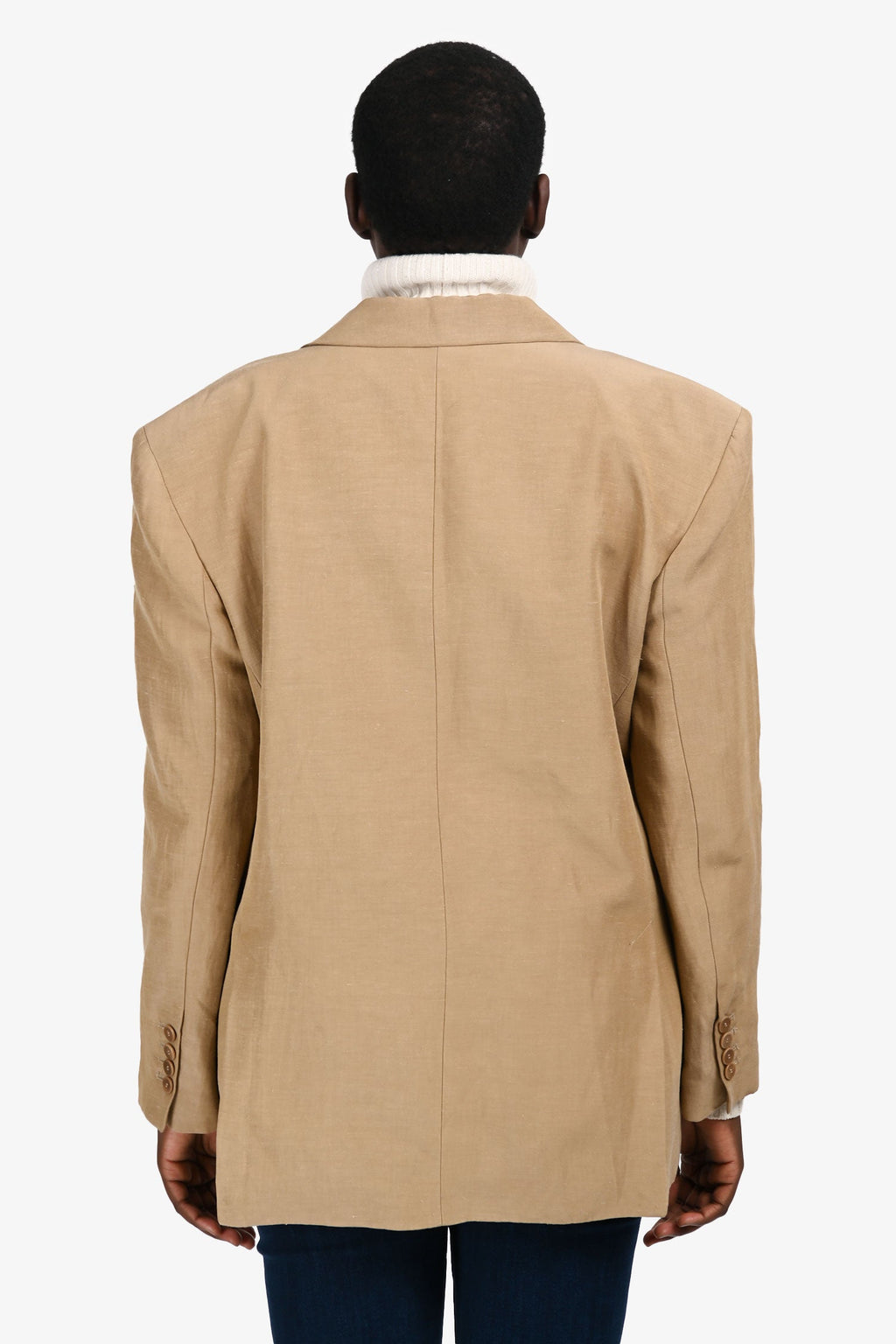 Sandro Beige Linen Blend Blazer Size 40