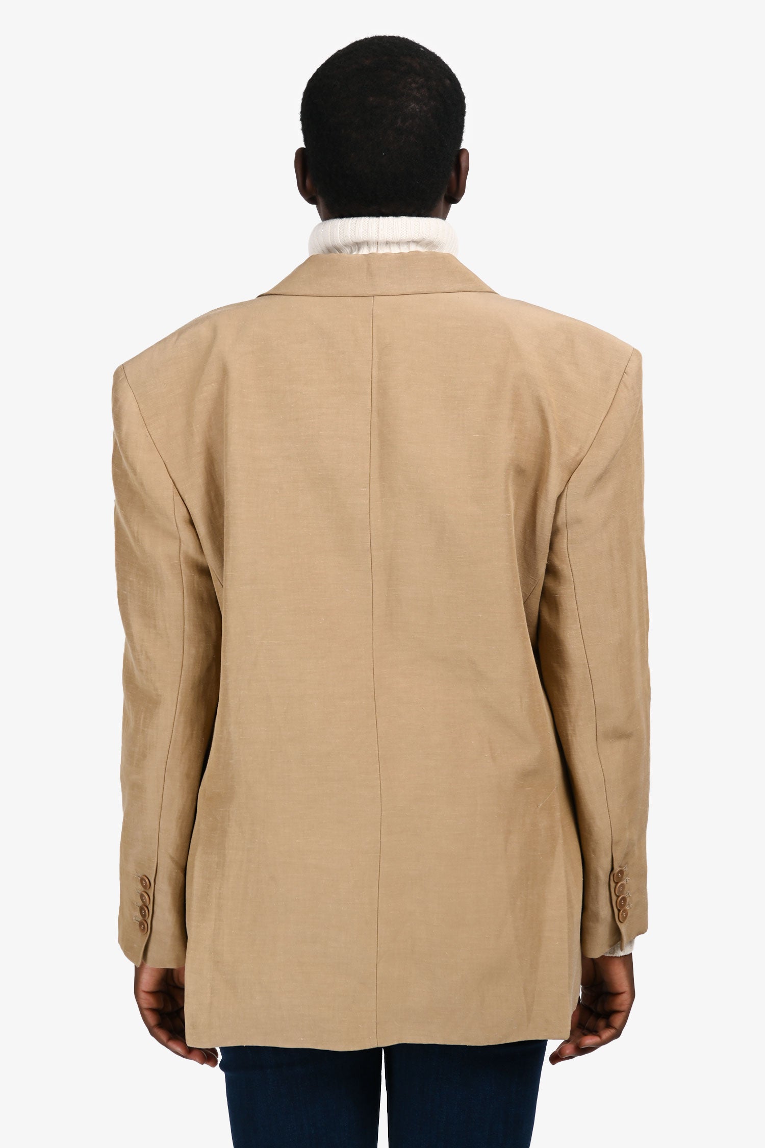 Sandro Beige Linen Blend Blazer Size 40
