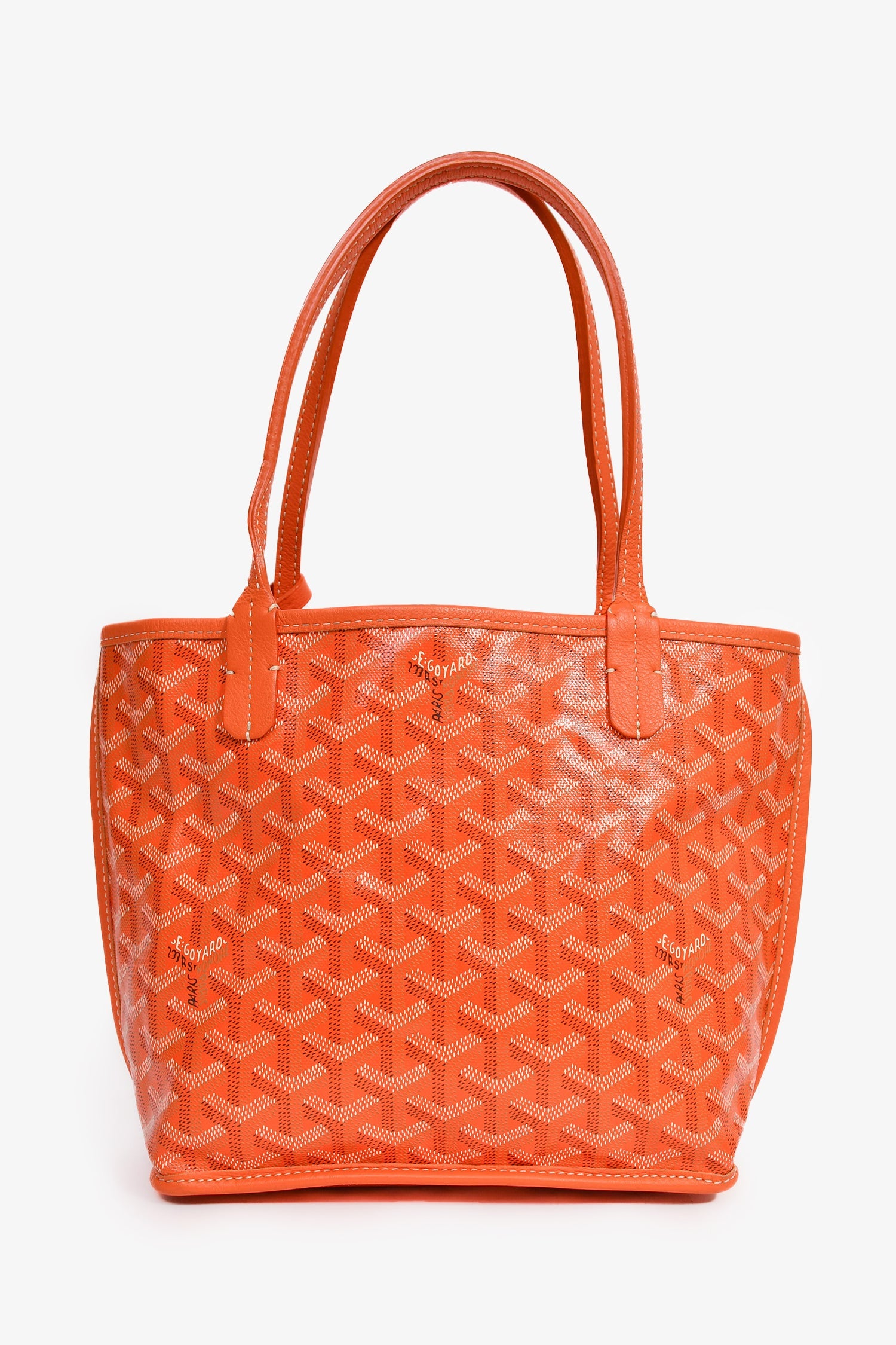Goyard Orange Goyardine Mini Anjou Tote With Pouch