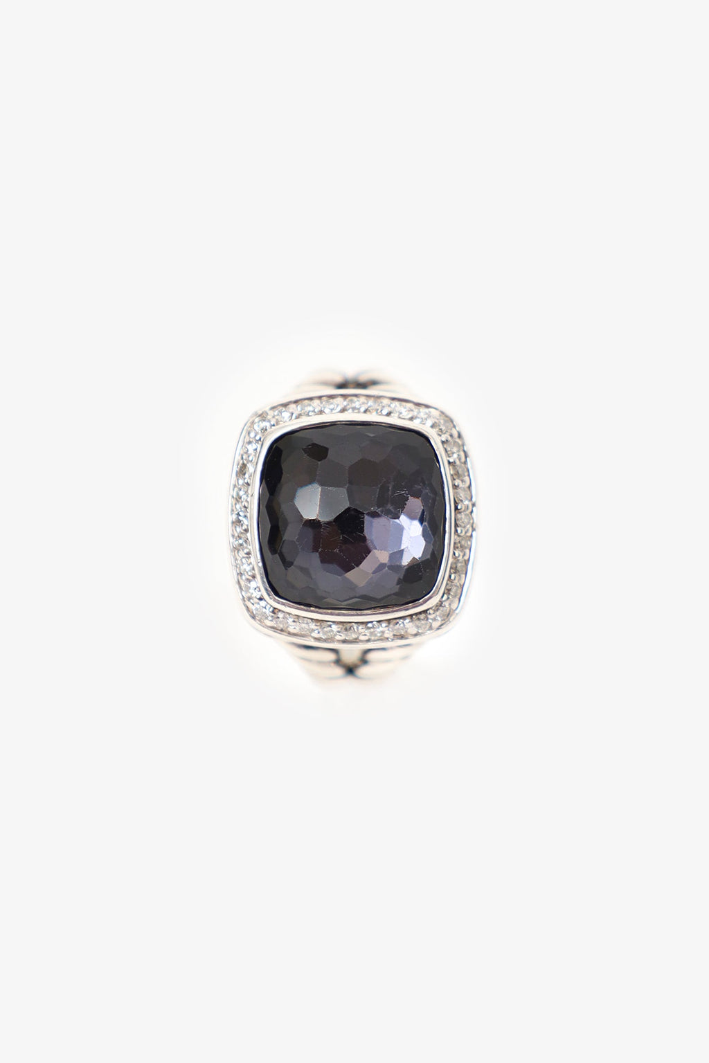 David Yurman Sterling Silver/Amethyst Diamond Albion Ring