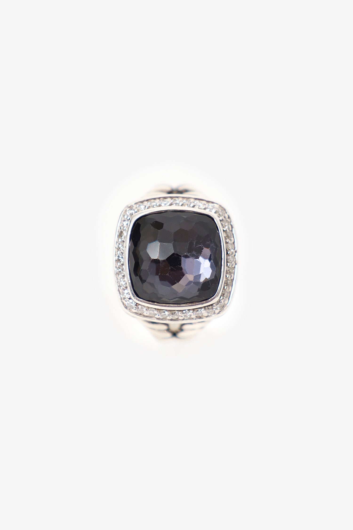 David Yurman Sterling Silver/Amethyst Diamond Albion Ring