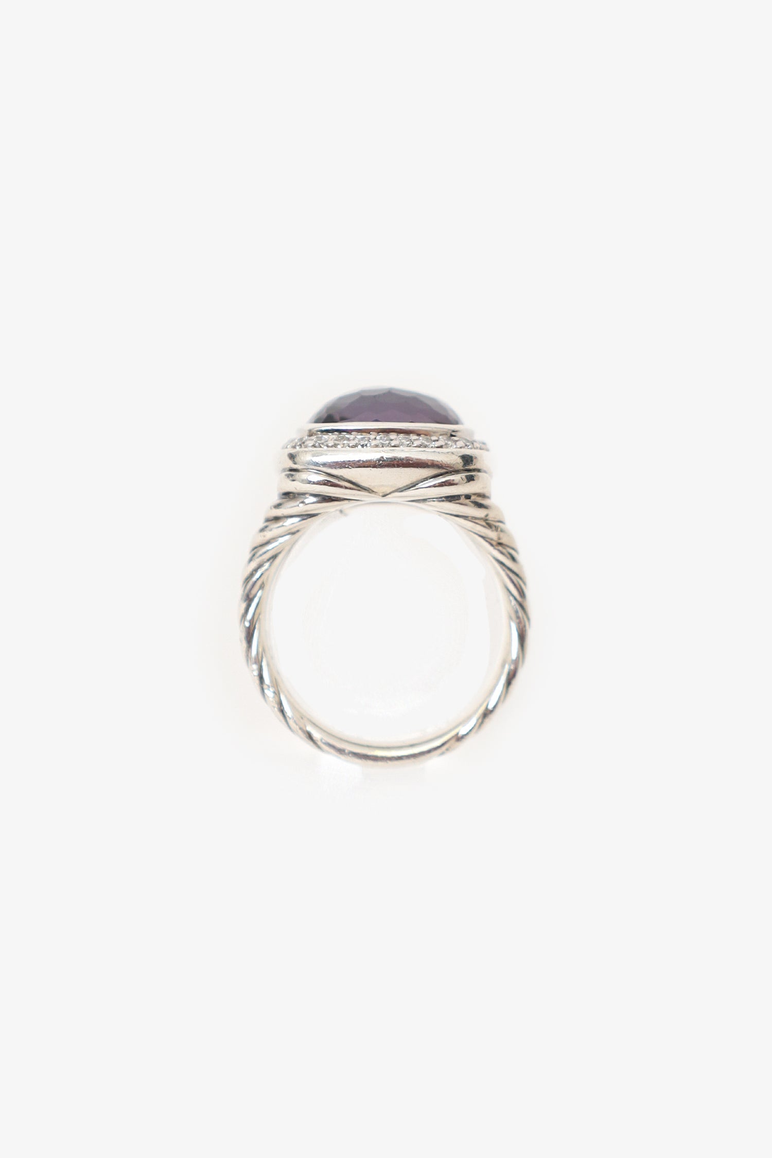 David Yurman Sterling Silver/Amethyst Diamond Albion Ring