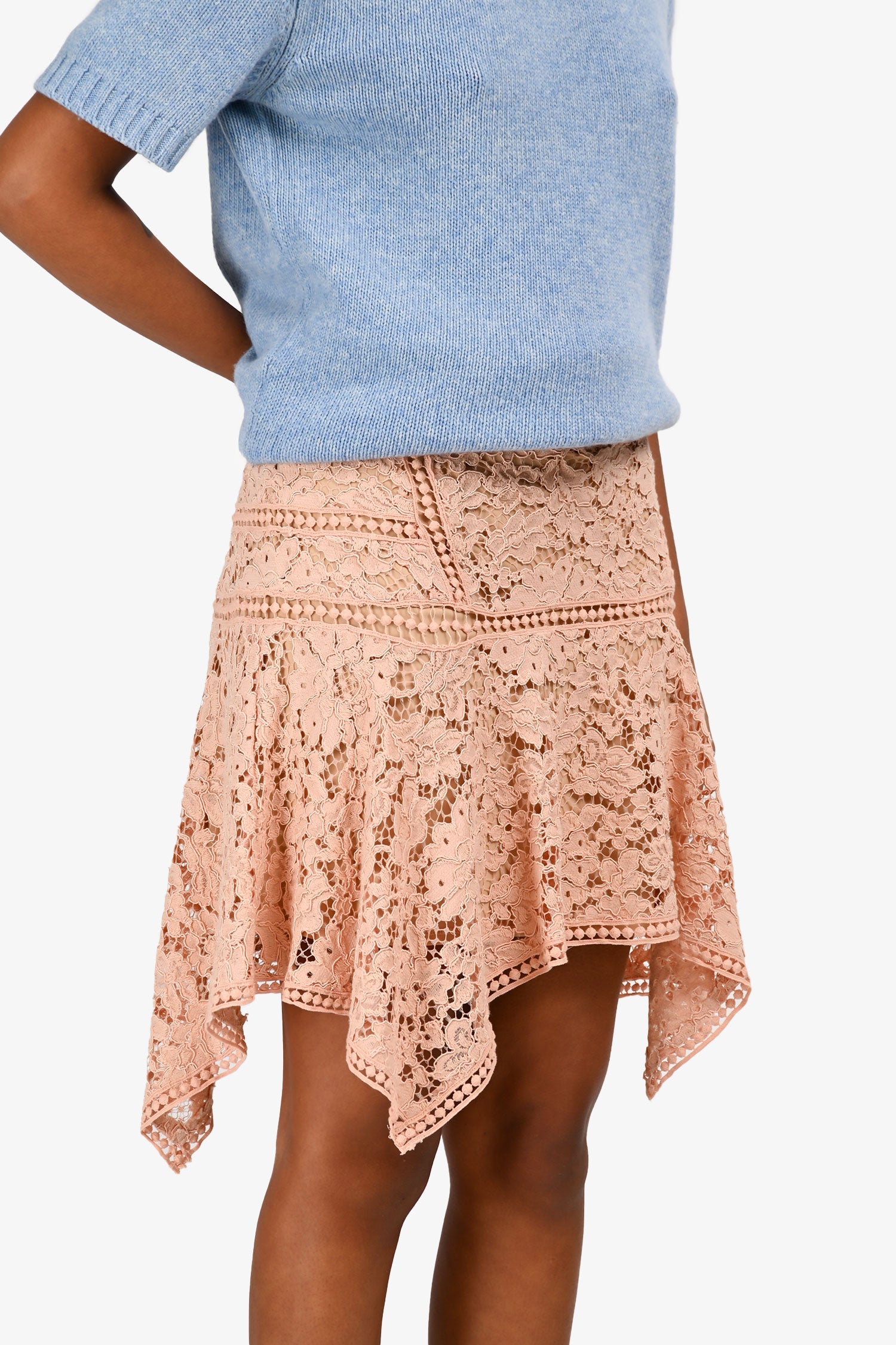 Veronica Beard Pink Floral Lace Embroidered Mini Skirt Size 8