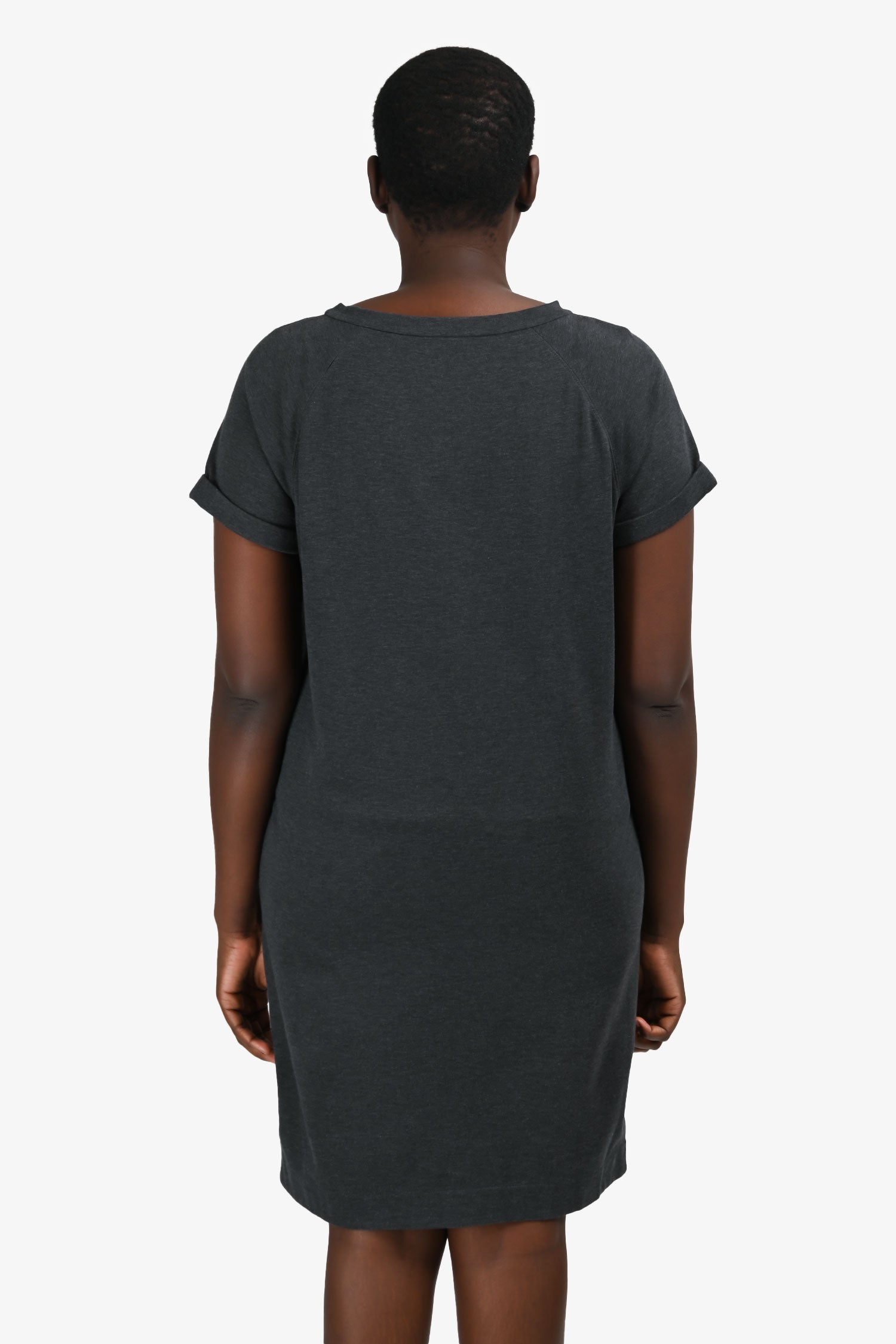 Brunello Cucinelli Grey Cotton Bead Front Detail Dress Est. Size M/L