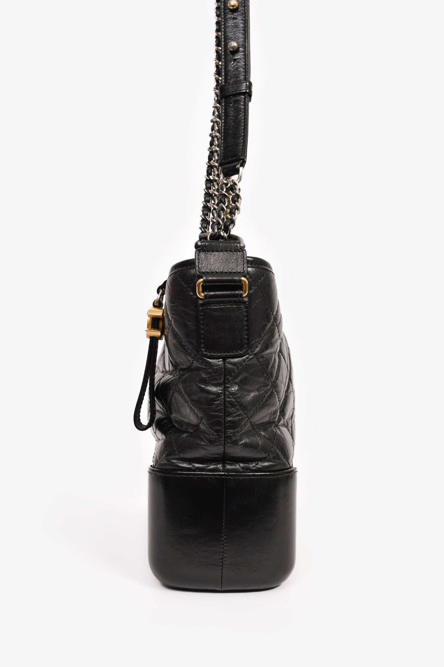 Pre-Loved Chanel™ 2017/18 Black Aged Calfskin Medium Gabrielle Hobo