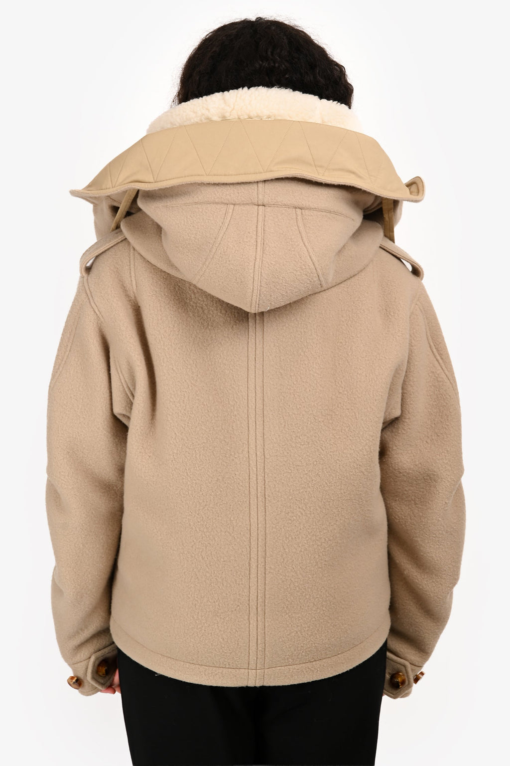 Off-White Beige Wool Hooded Shirt Parka Size 36