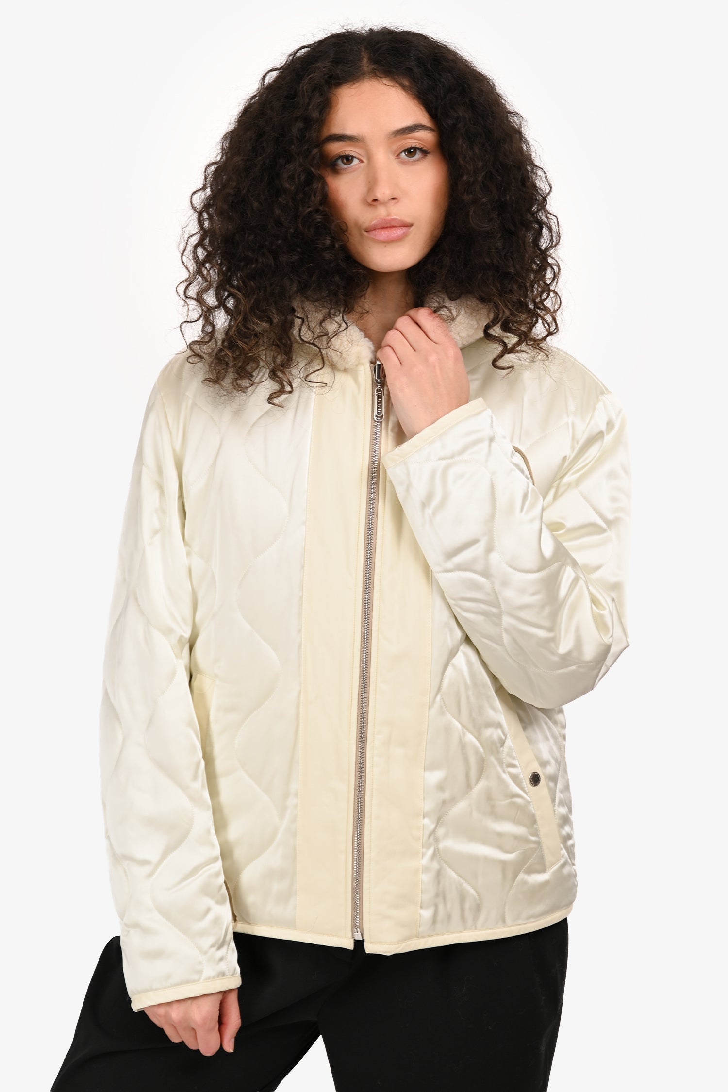Off-White Beige Wool Hooded Shirt Parka Size 36