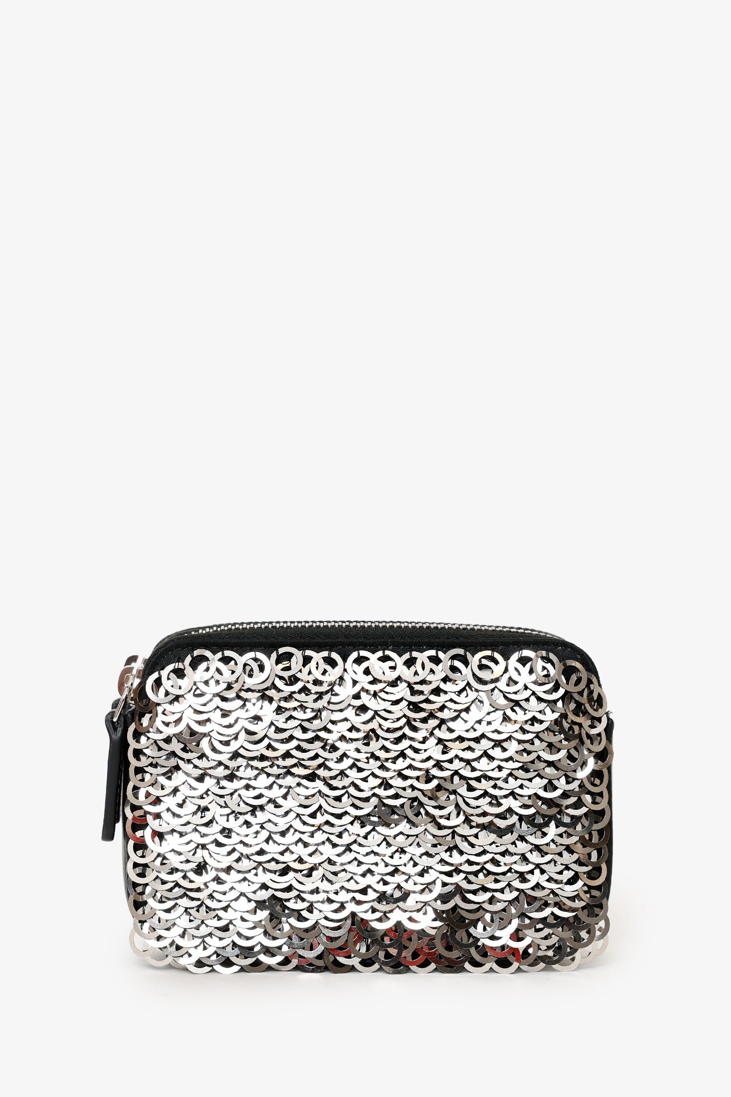 Pre-Loved Chanel™ Black Sequin Double Zip Clutch