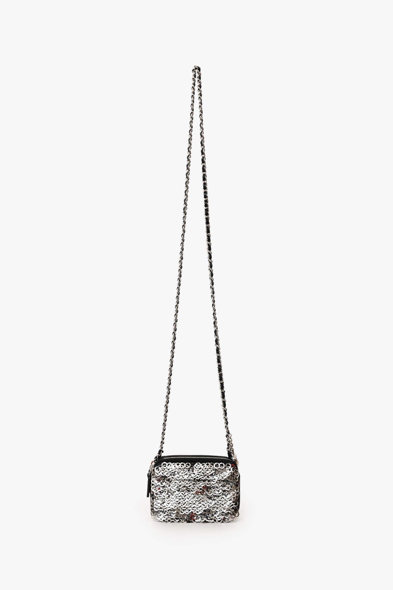 Pre-Loved Chanel™ Black Sequin Double Zip Clutch