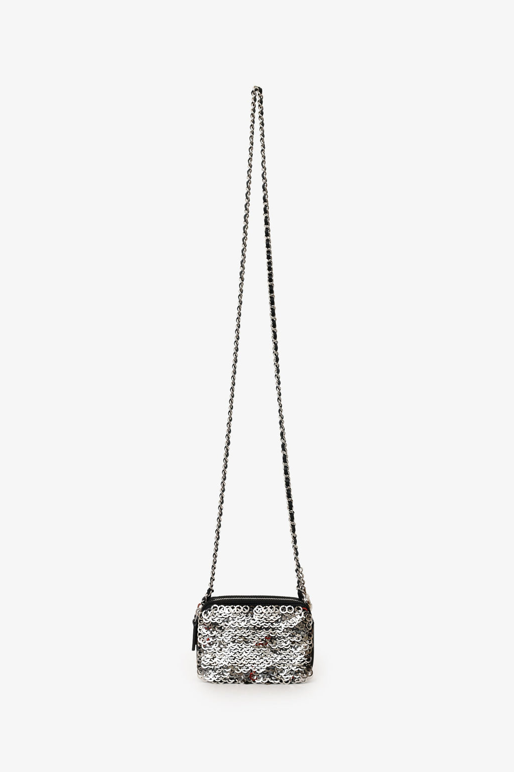 Pre-Loved Chanel™ Black Sequin Double Zip Clutch
