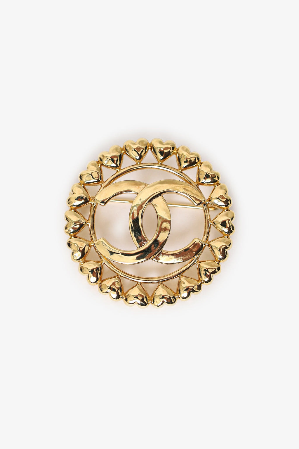 Pre-Loved Chanel™ Gold CC Heart Brooch