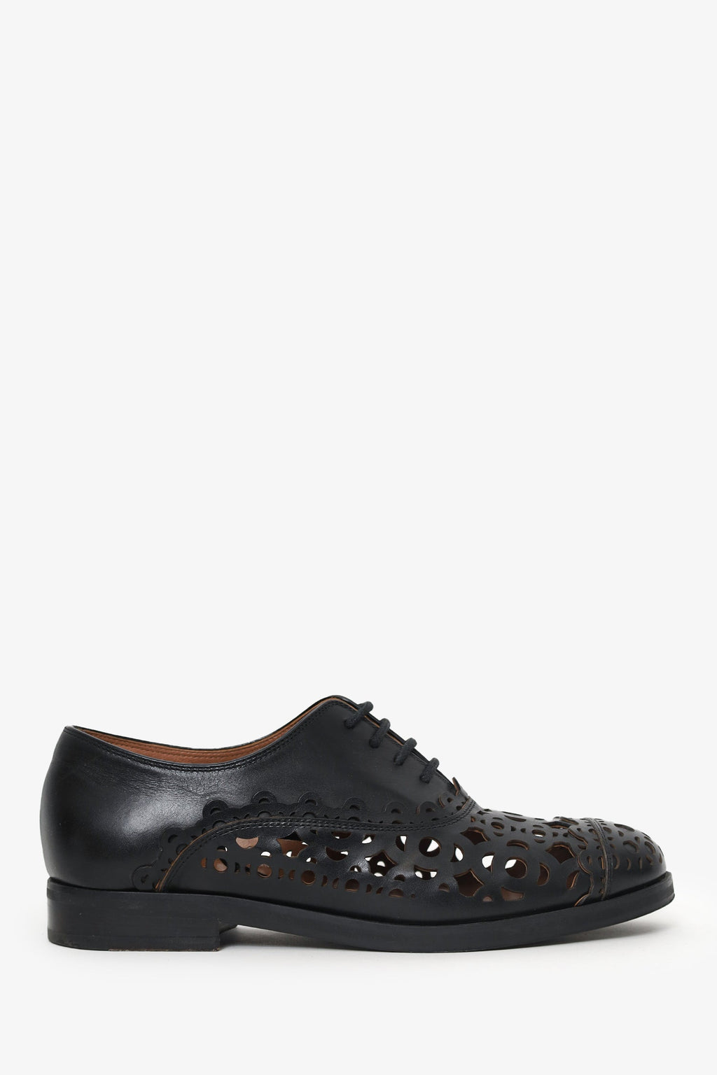 Alaïa Black Leather Laser Cut-out Oxford Size 36