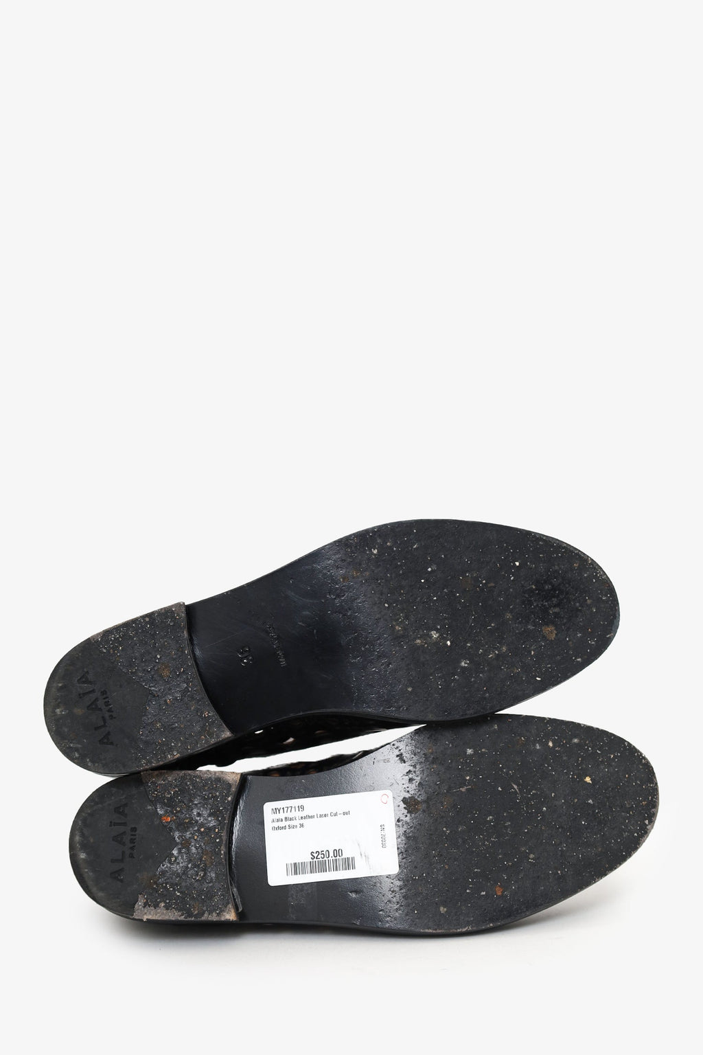 Alaïa Black Leather Laser Cut-out Oxford Size 36
