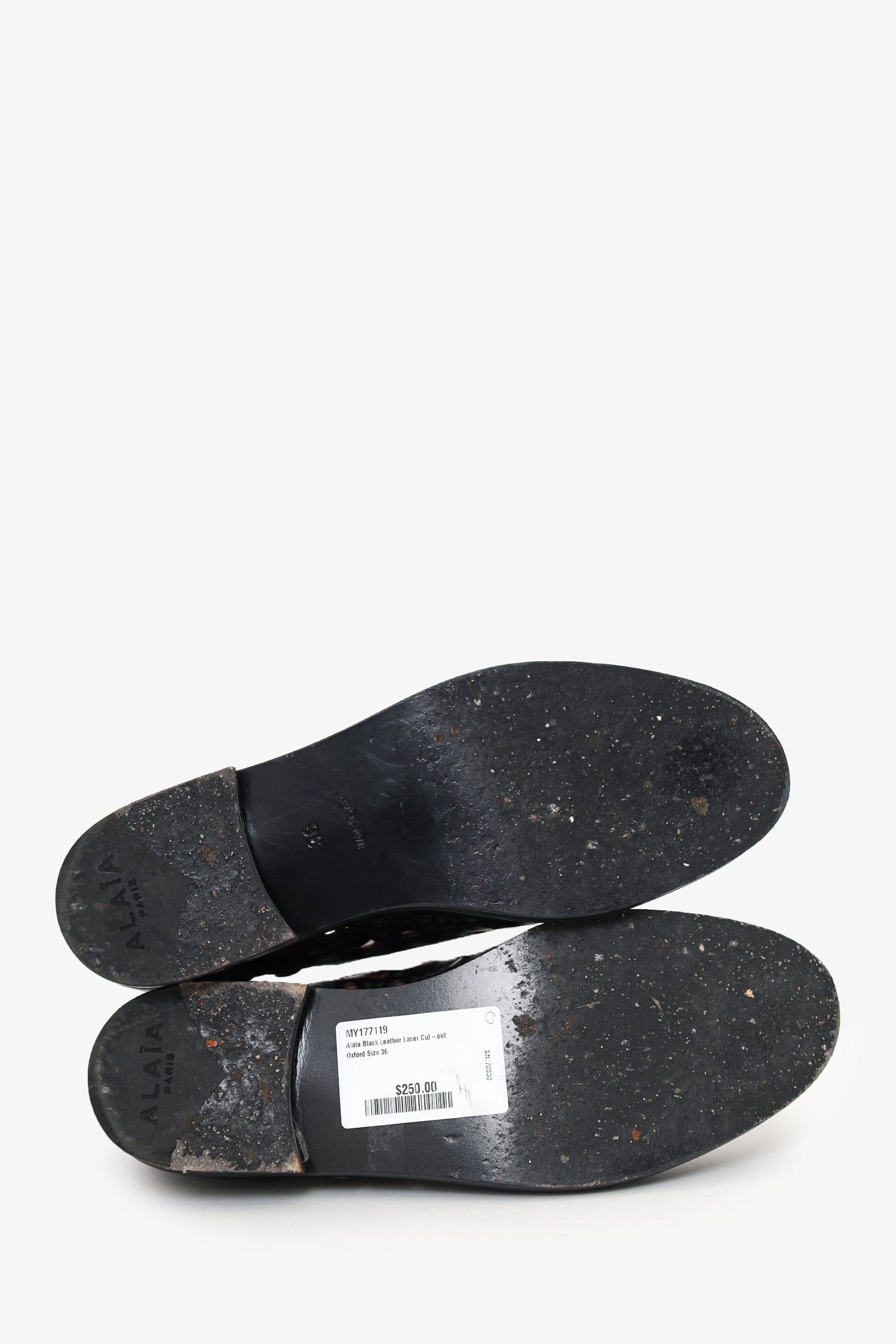 Alaïa Black Leather Laser Cut-out Oxford Size 36