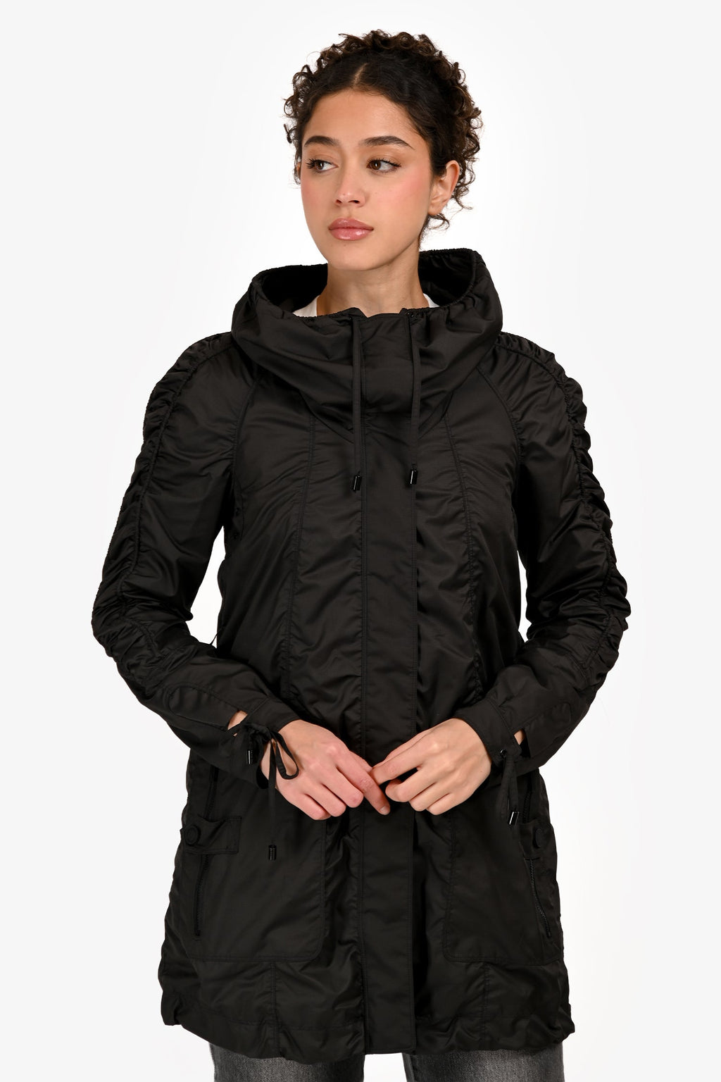 Burberry Sport Black Nylon Midi Zip Jacket Size XS