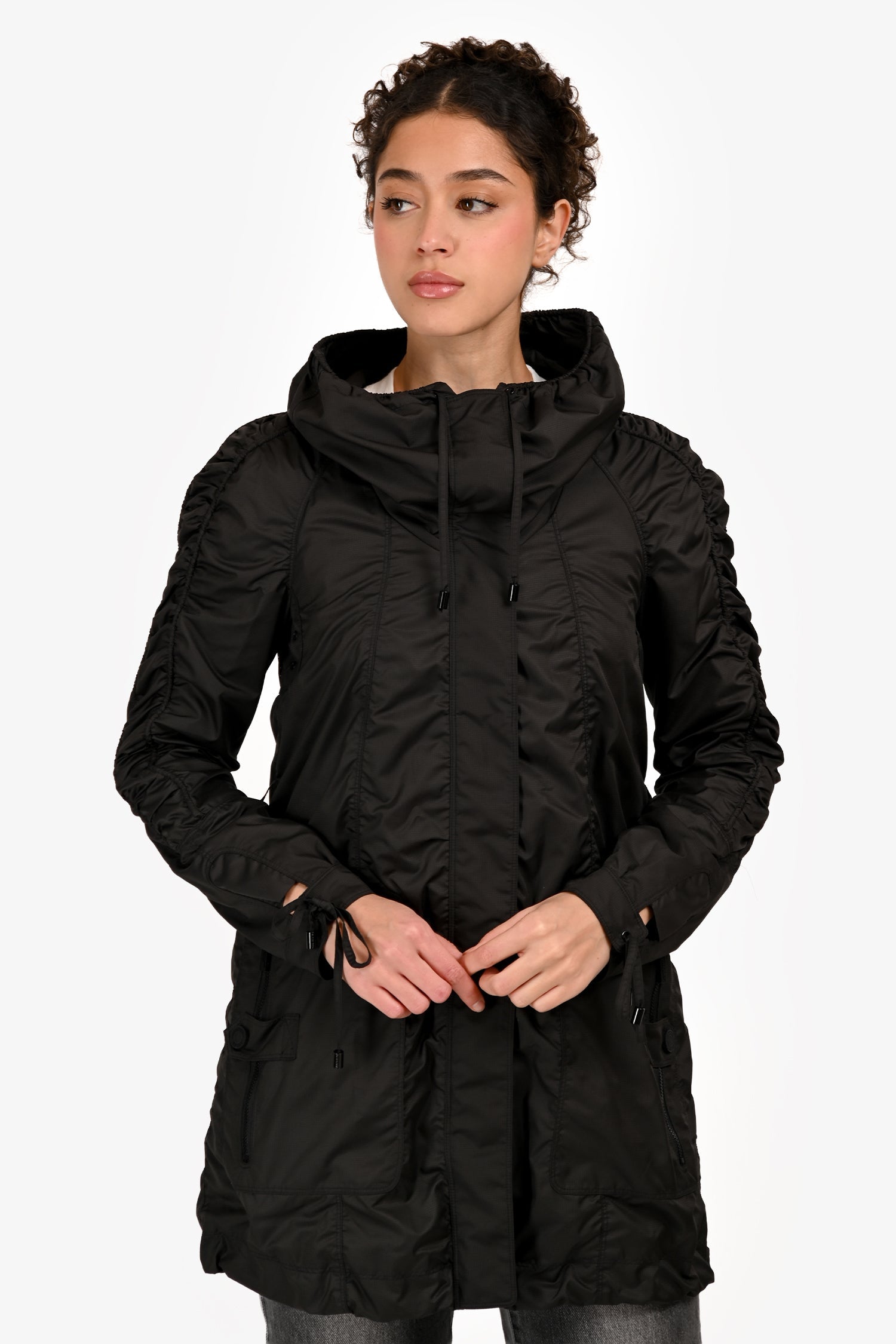 Burberry Sport Black Nylon Midi Zip Jacket Size XS