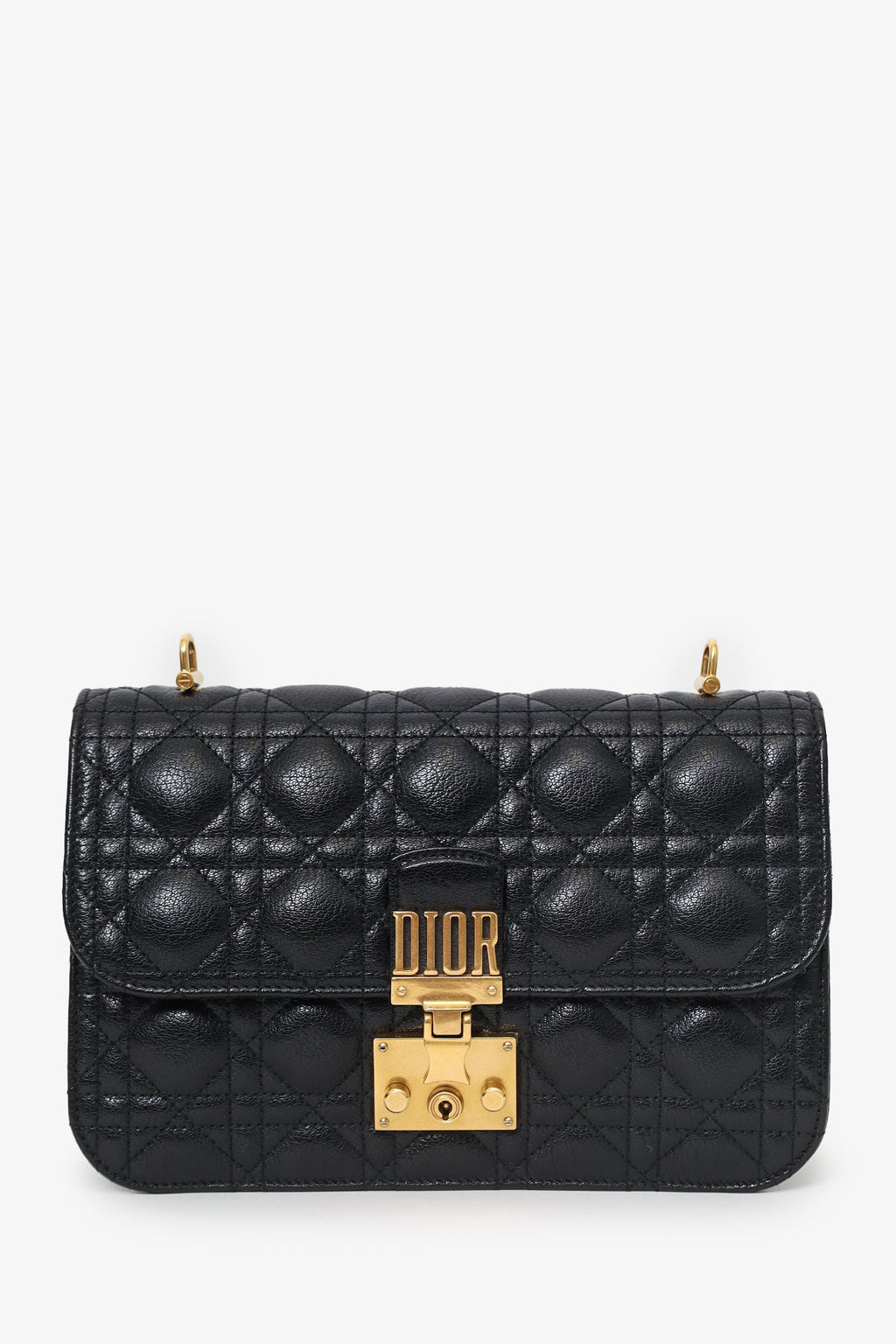 Christian Dior 2018 Black Lambskin Cannage Dioraddict Flap Bag