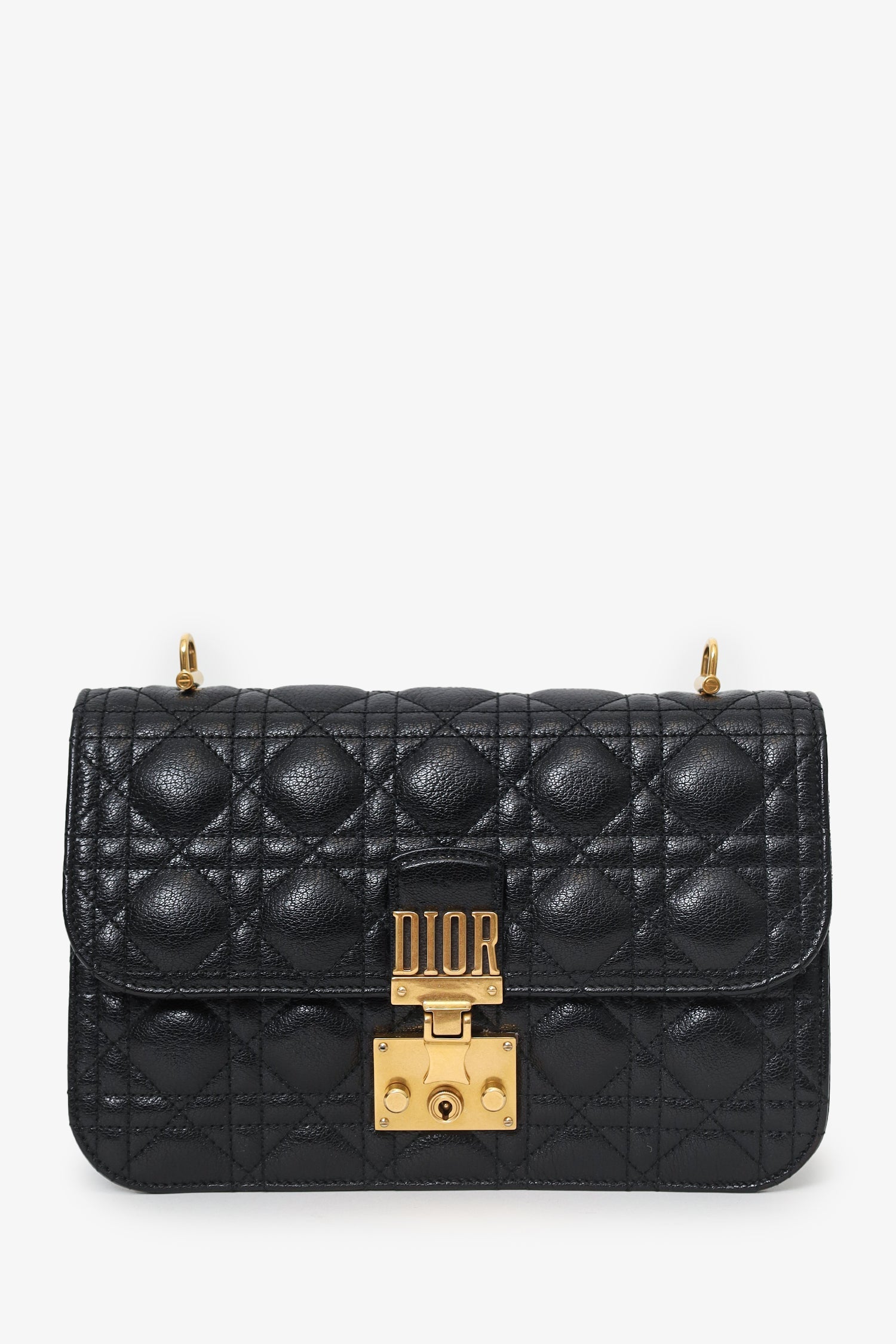 Christian Dior 2018 Black Lambskin Cannage Dioraddict Flap Bag