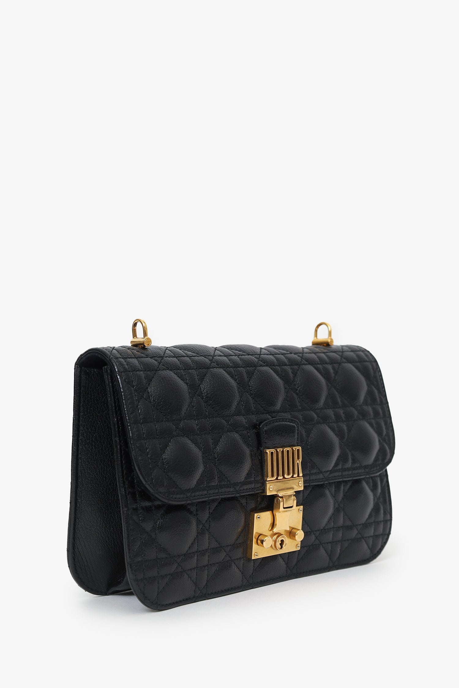 Christian Dior 2018 Black Lambskin Cannage Dioraddict Flap Bag