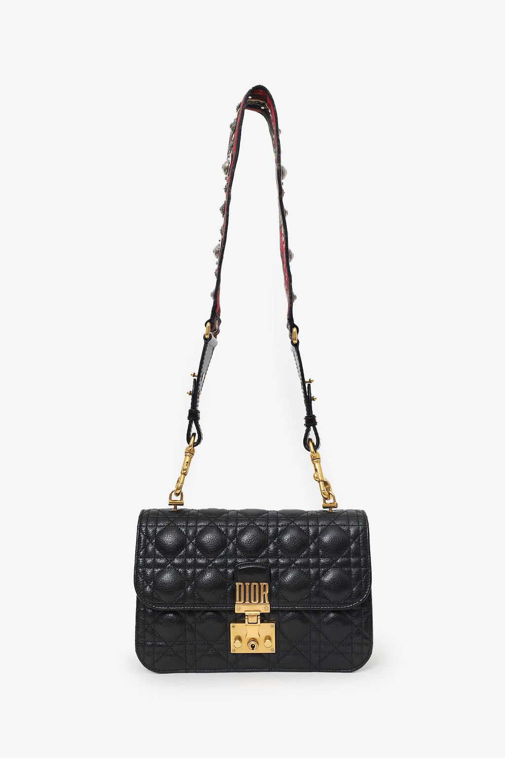 Christian Dior 2018 Black Lambskin Cannage Dioraddict Flap Bag