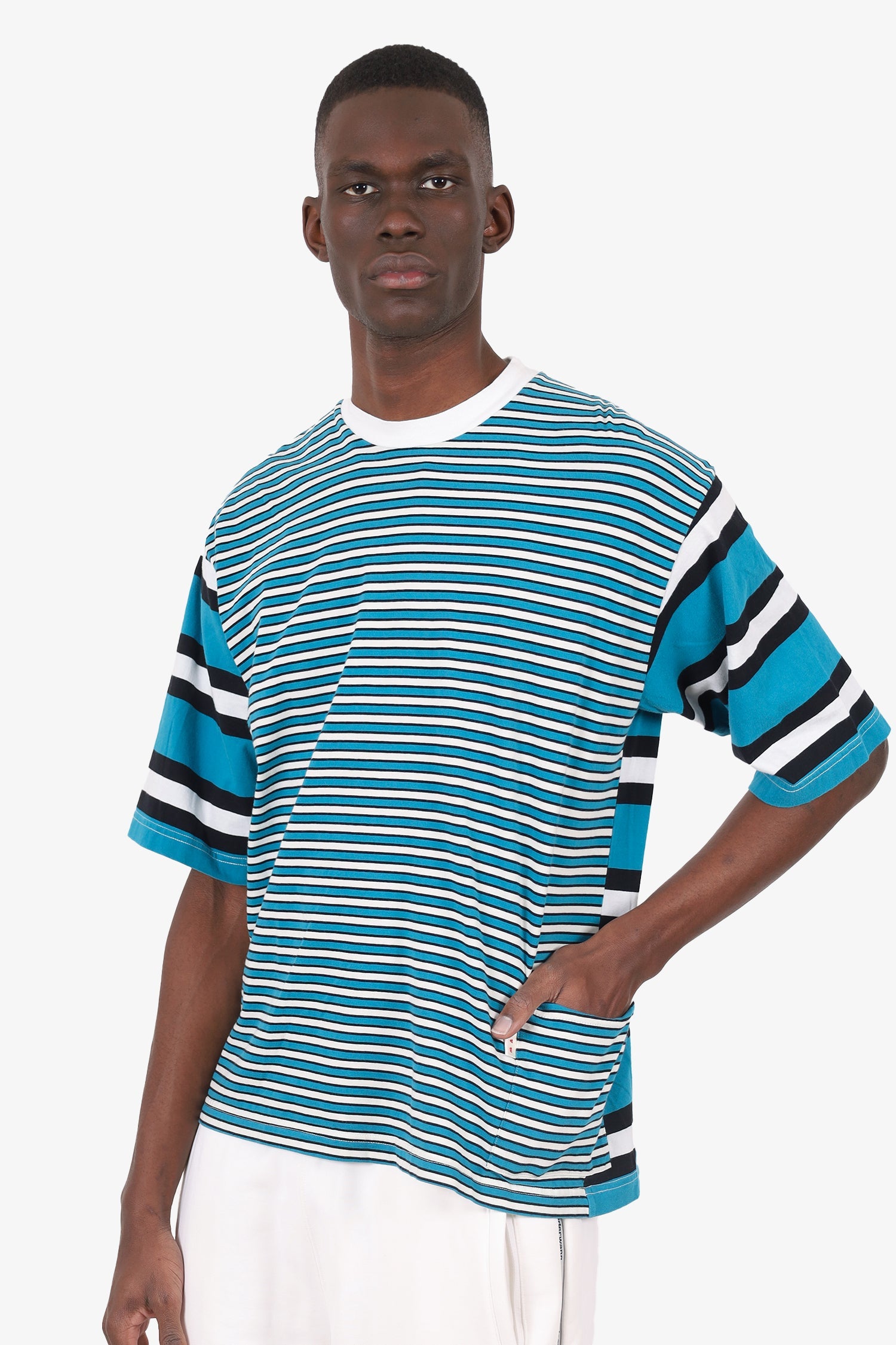 Marni Blue/White Stripped T-Shirt Size 48 Mens
