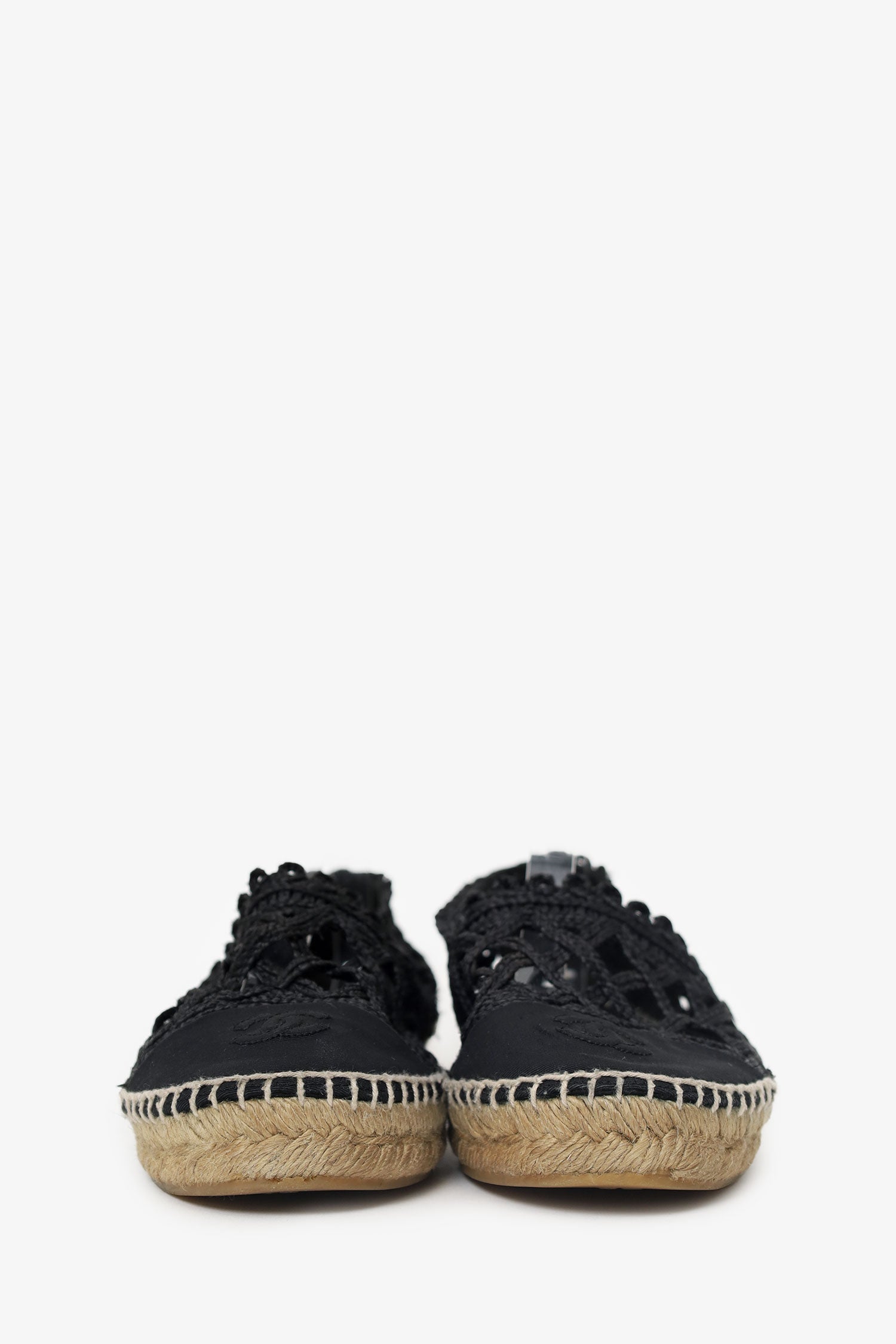 Pre-Loved Chanel™ Black Cut Out Espadrilles Size 40