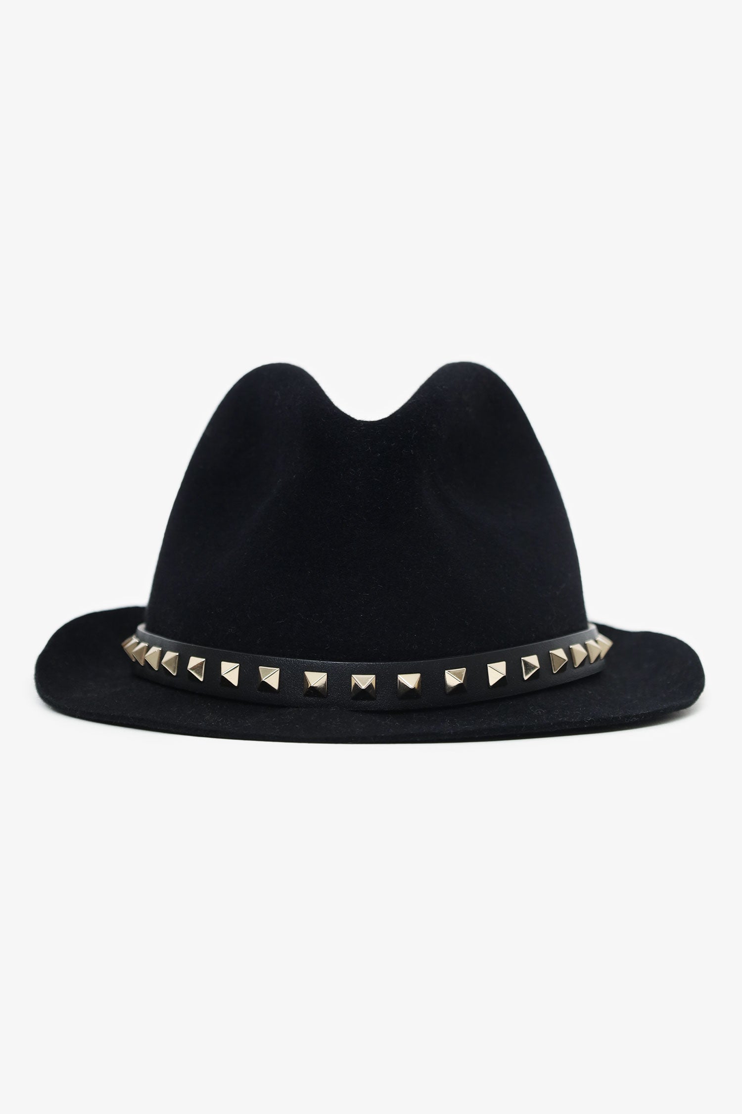 Valentino Black Wool Rock-stud Fedora size M
