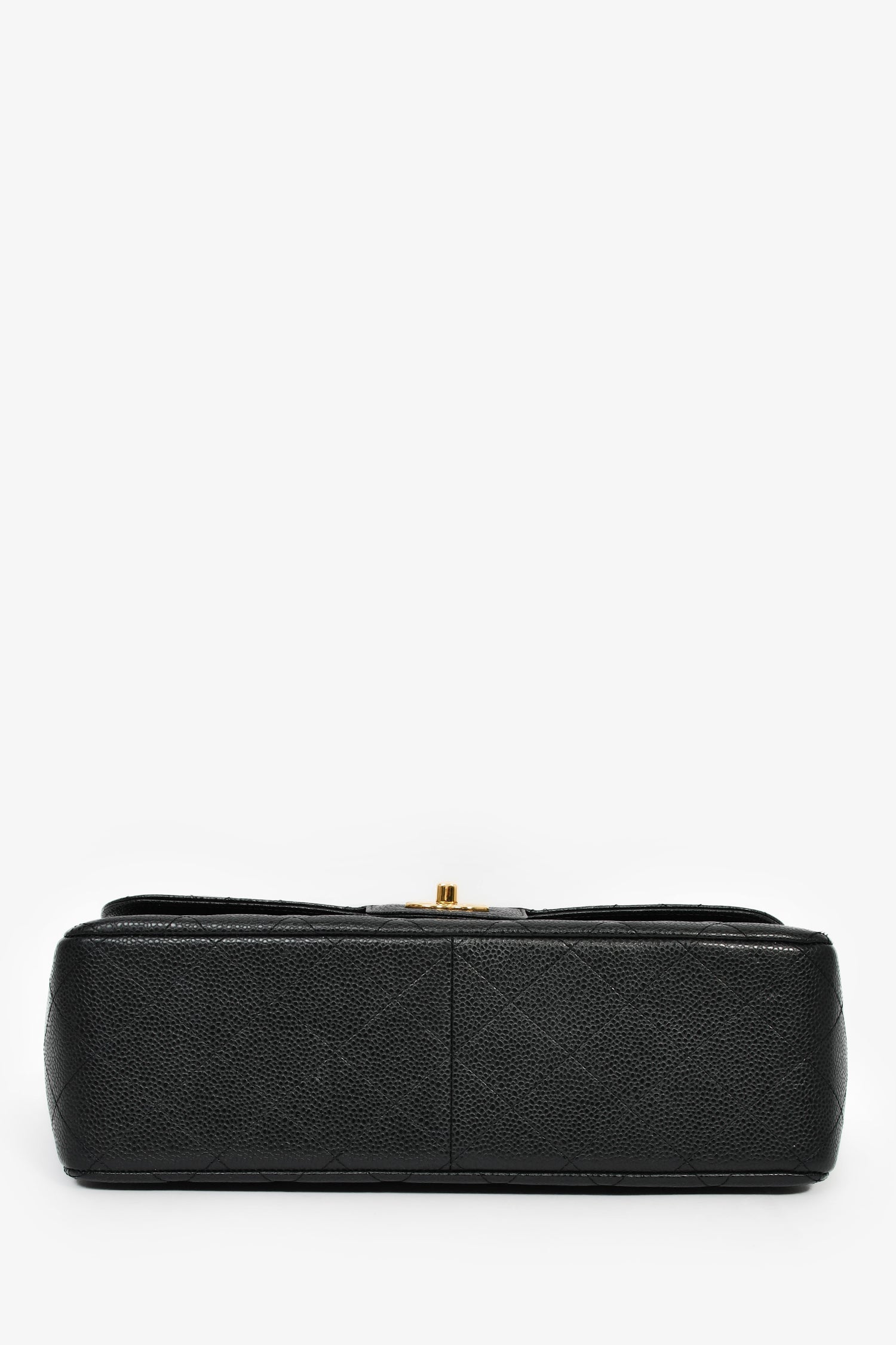 Pre-Loved Chanel™ 2021 Black Caviar Leather Jumbo Double Flap Bag GHW