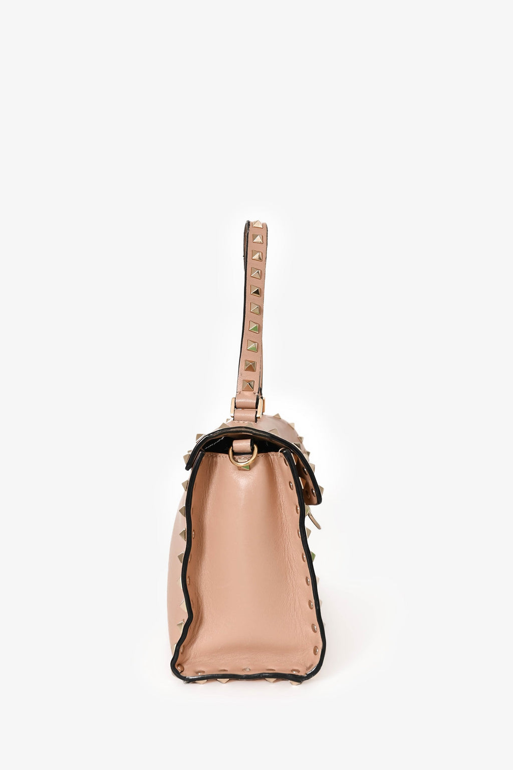 Valentino Blush Leather Rockstud Top Handle Bag