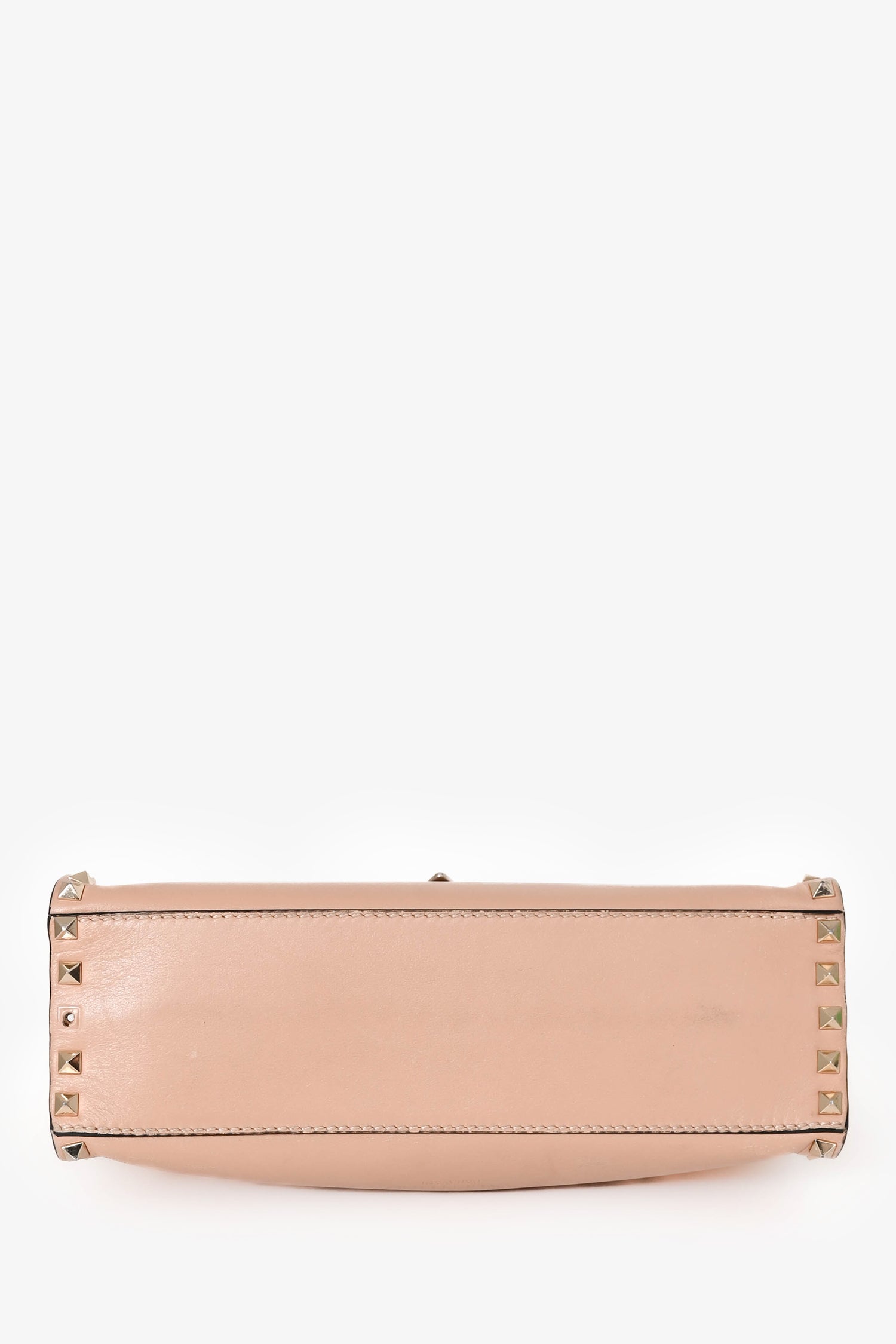 Valentino Blush Leather Rockstud Top Handle Bag