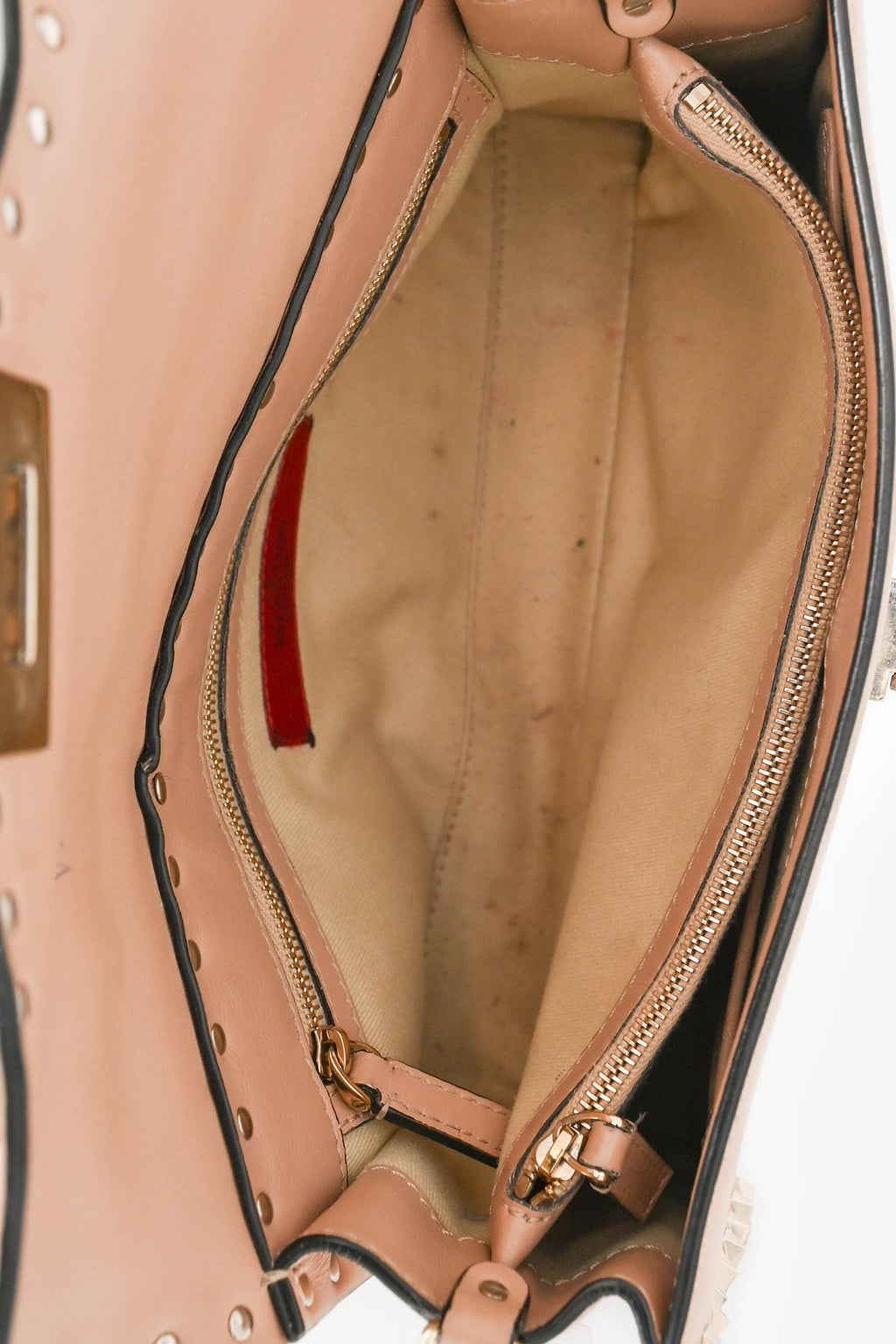 Valentino Blush Leather Rockstud Top Handle Bag
