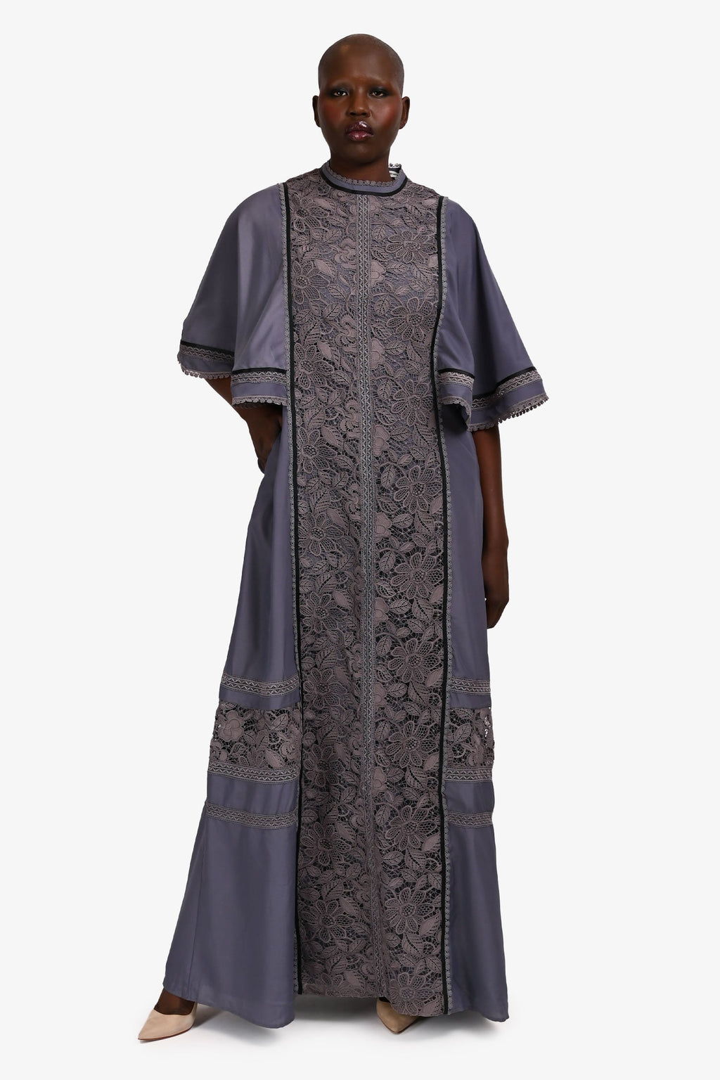 Self-Portrait Blue Lace Short Sleeve Maxi Dress Size 6