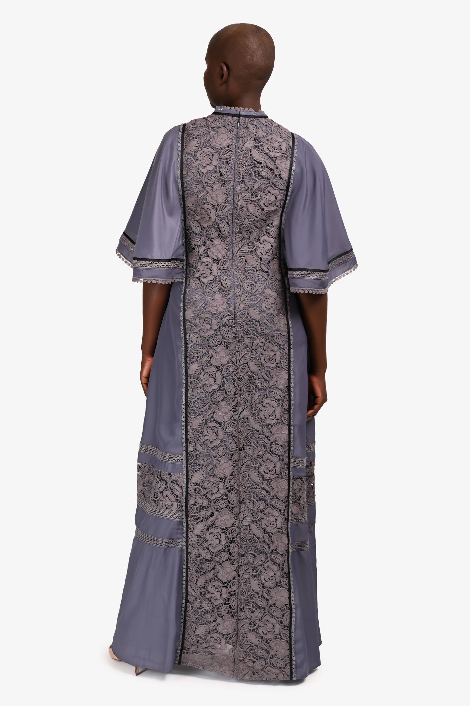 Self-Portrait Blue Lace Short Sleeve Maxi Dress Size 6