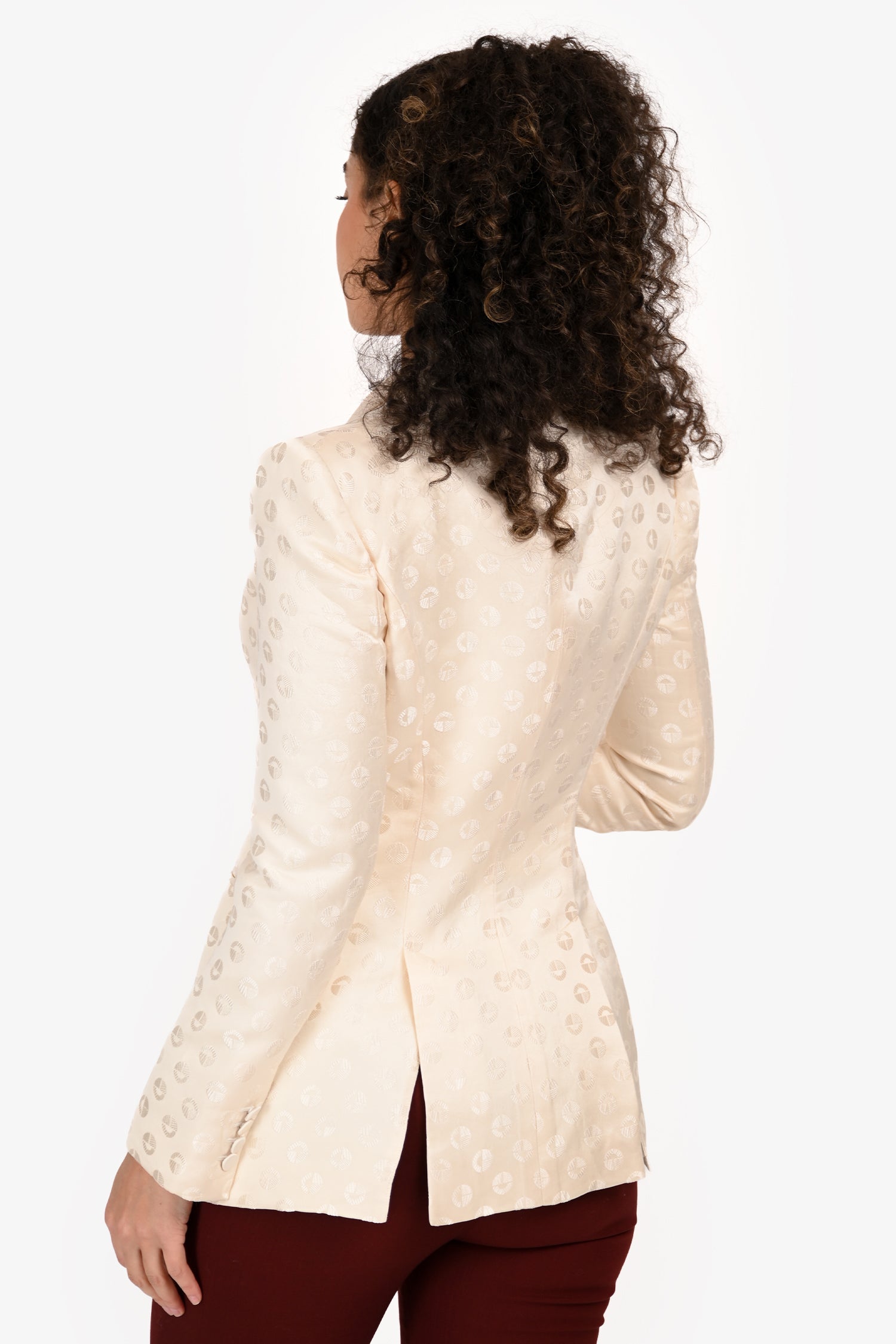 Alexander McQueen White Silk Patterned Single Breasted Blazer Size 40