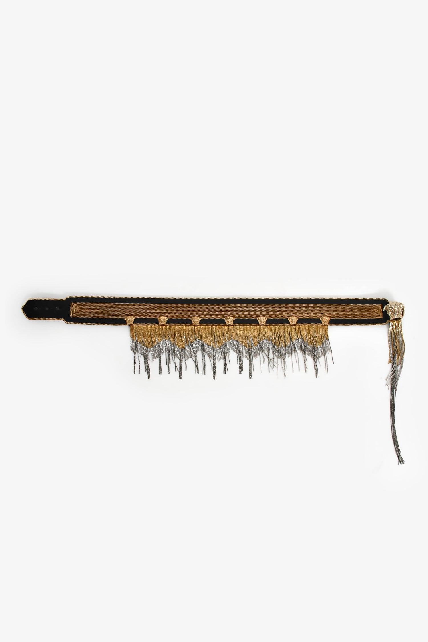 Versace Black/Gold Toned Metal Fringe Choker + Bracelet Set