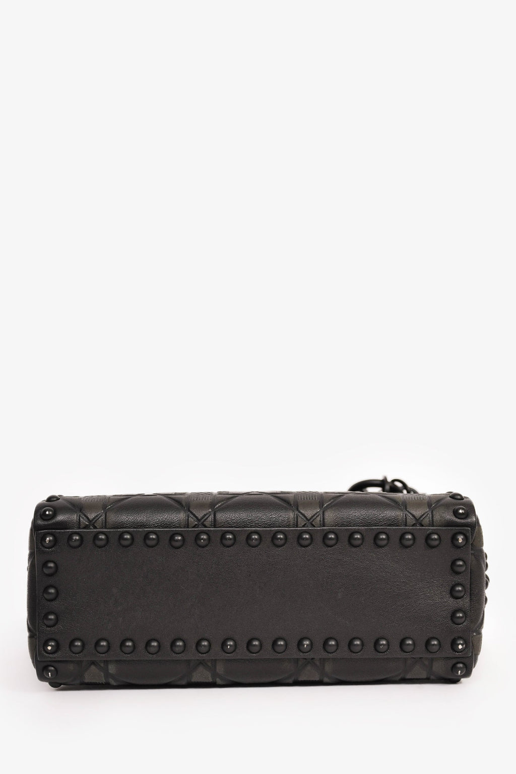Christian Dior 2018 Black Embellished Cannage Mini Lady Dior Top Handle with Chain Strap