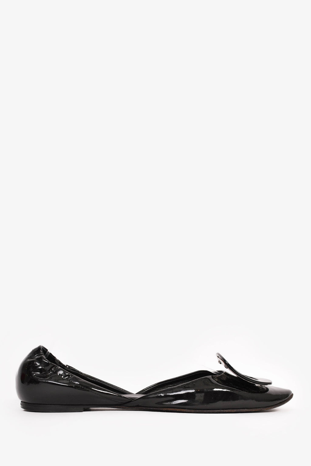 Roger Vivier Black Patent 'Chips' Flats Size 38.5