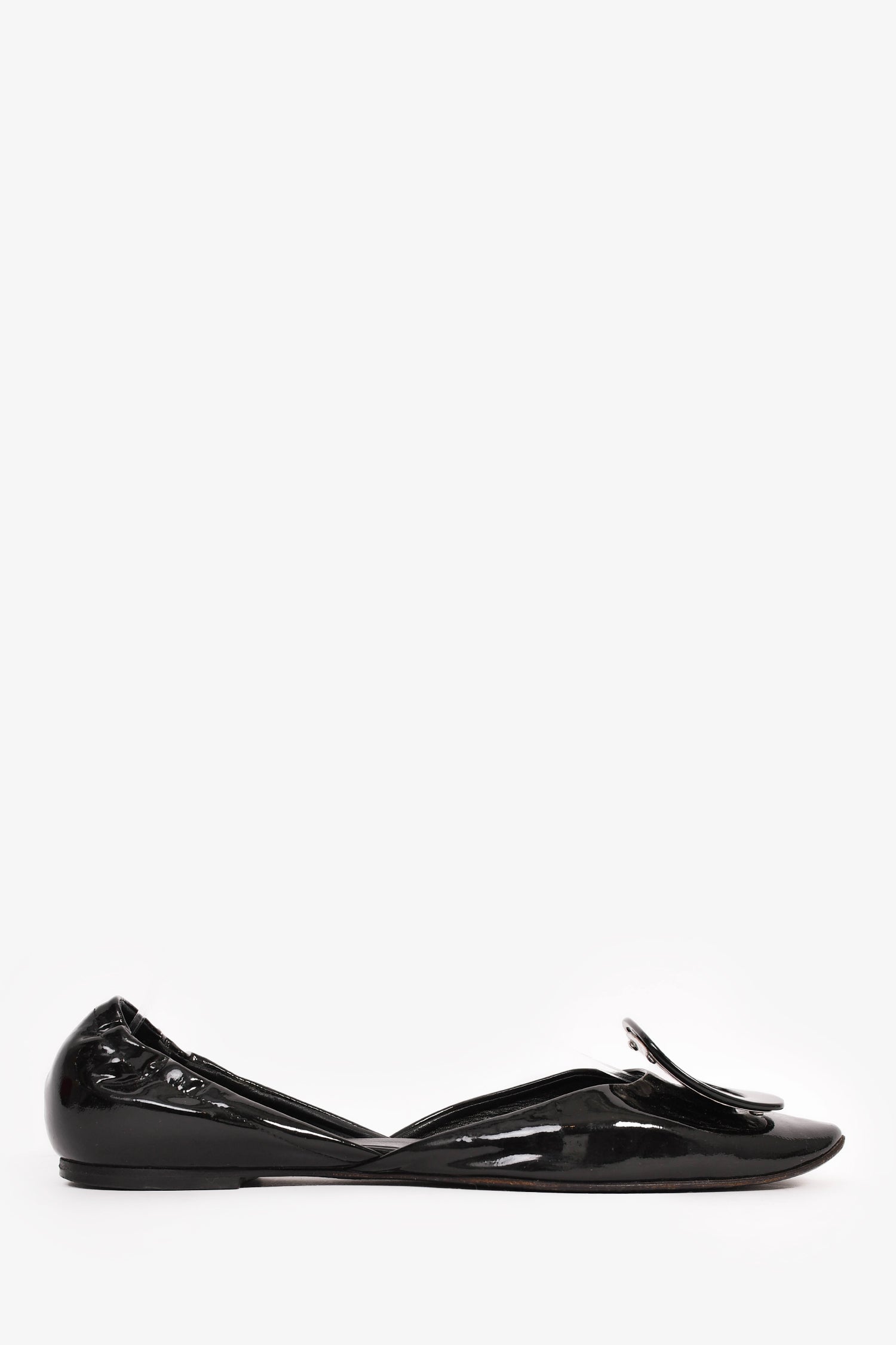 Roger Vivier Black Patent 'Chips' Flats Size 38.5