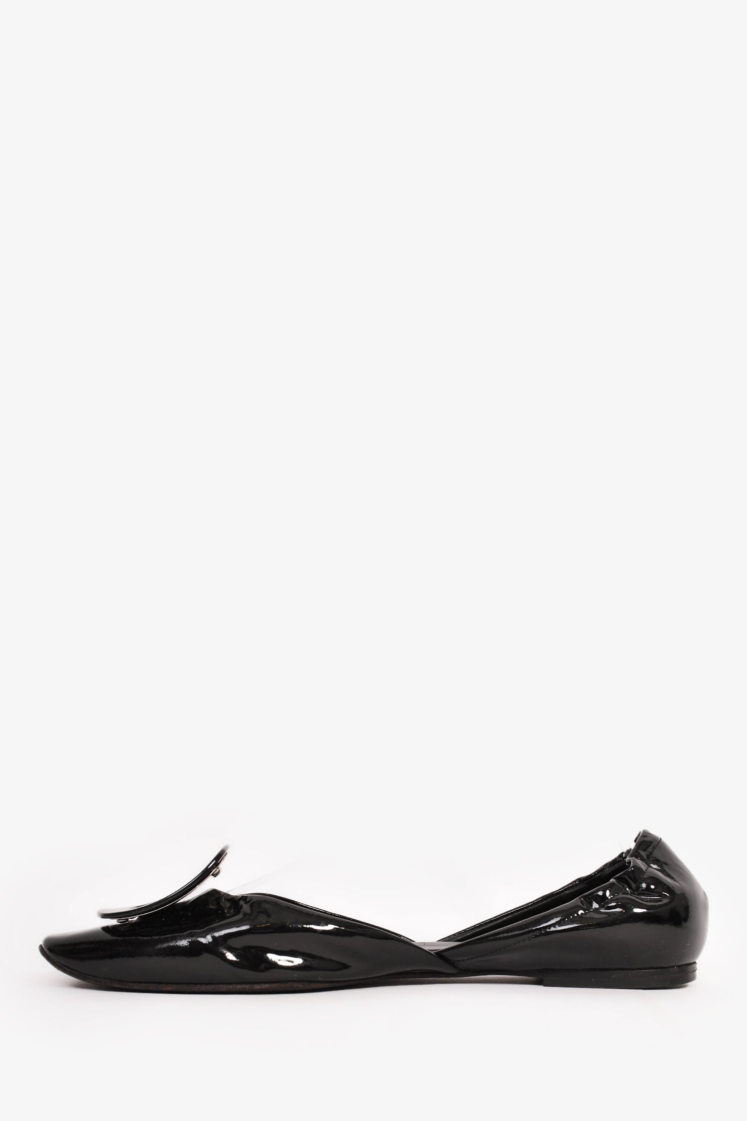 Roger Vivier Black Patent 'Chips' Flats Size 38.5